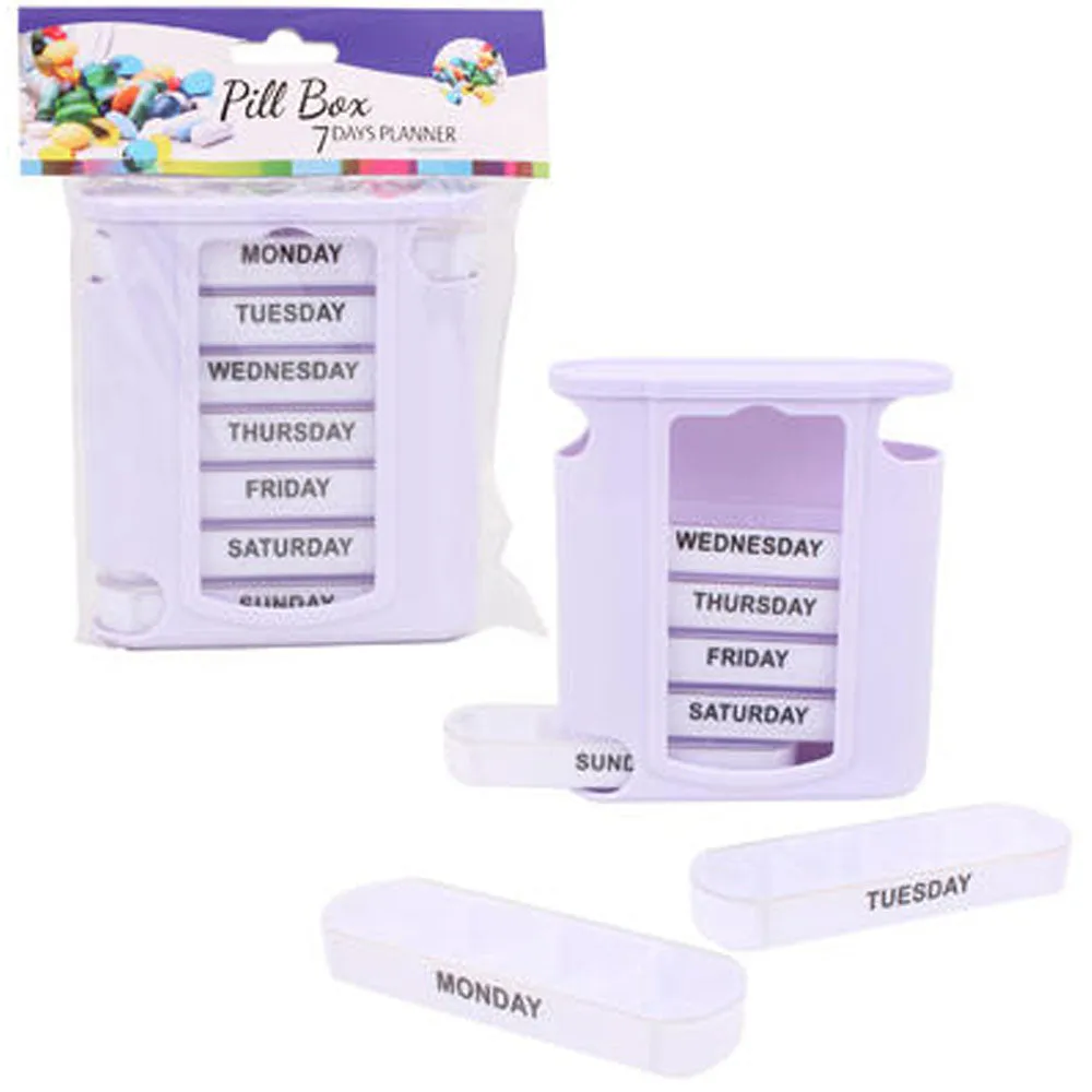 2 Pack Weekly Pill Box Storage Organizer 7 Day Medication Compartment Container