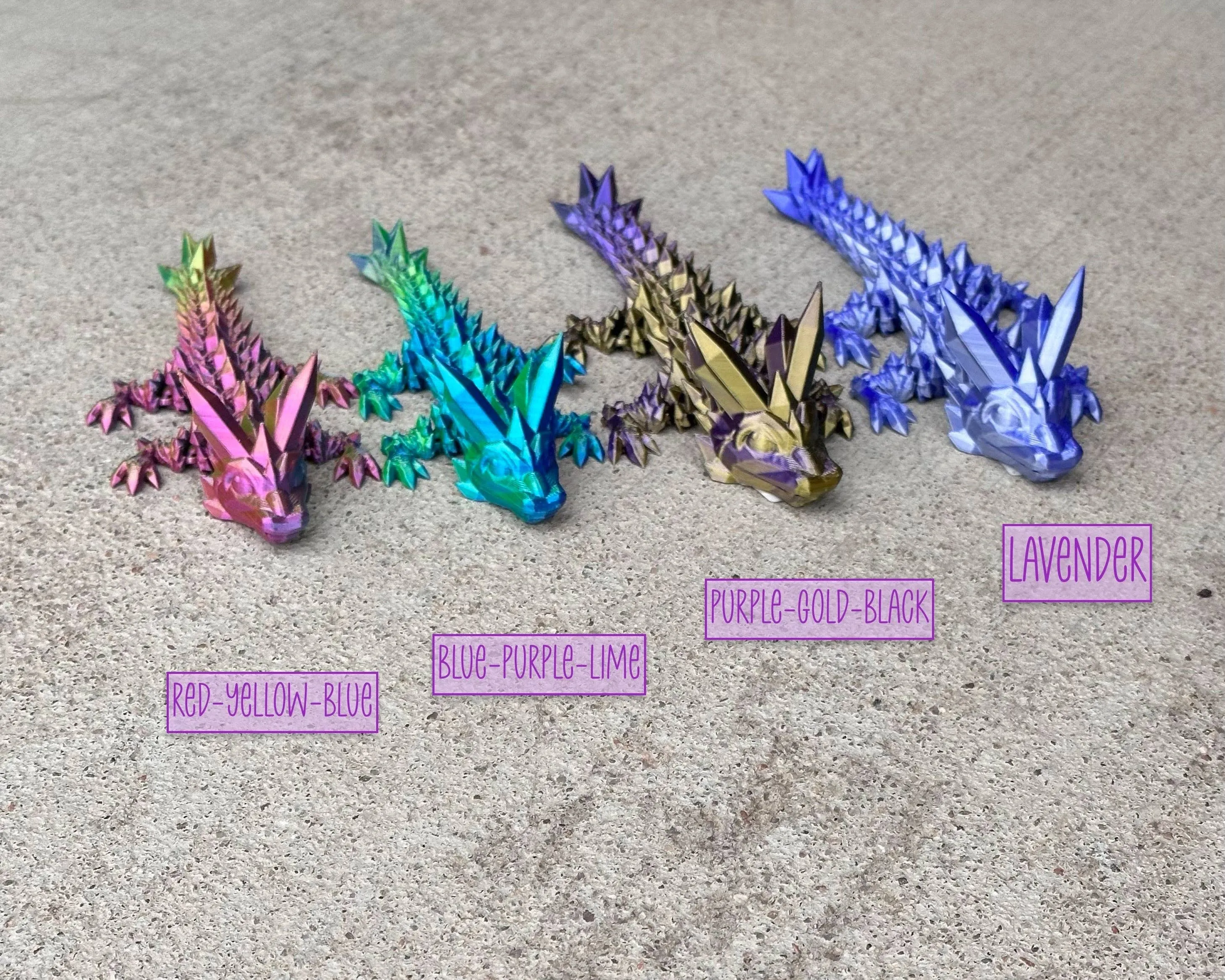3D Printed 6" Baby Crystal Dragon