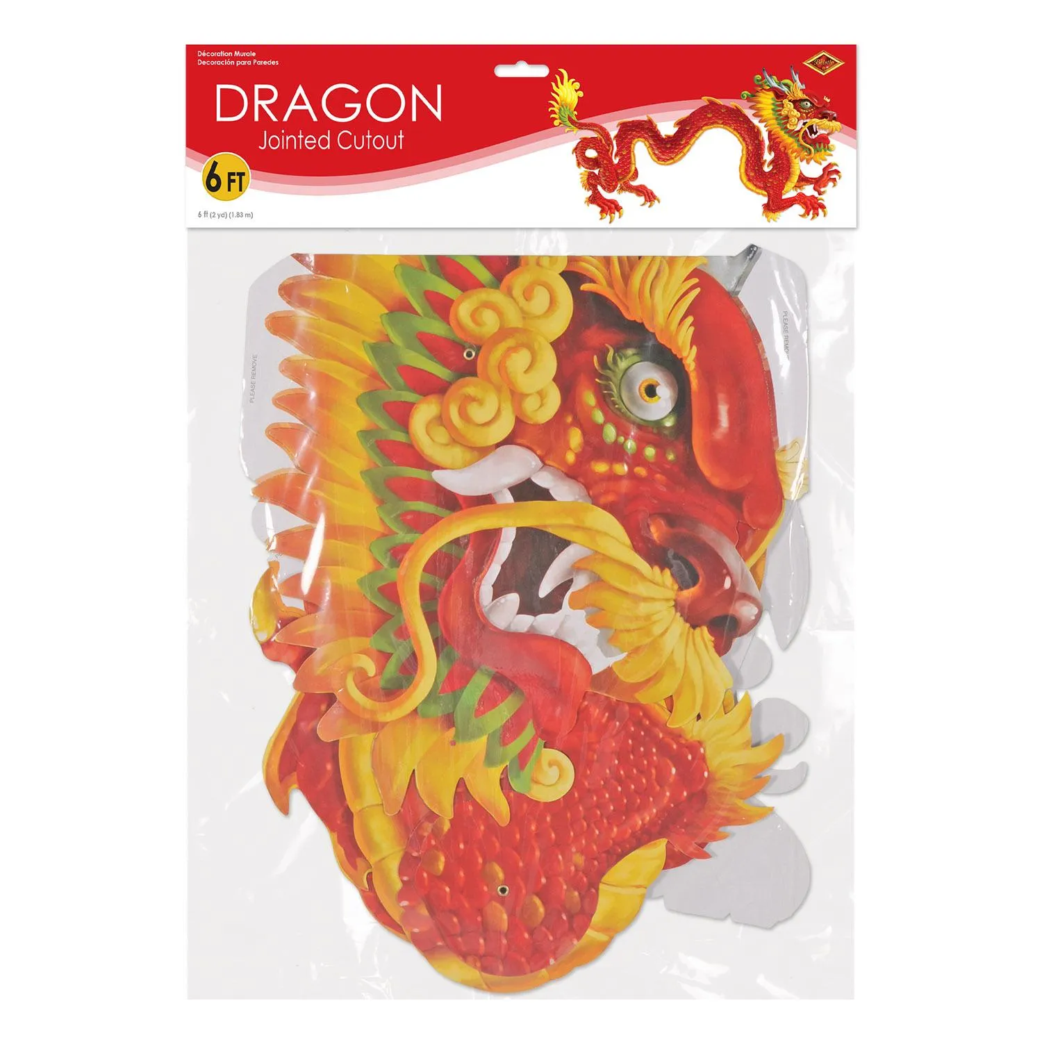 6 ft. Jointed Dragon Party Decoration- Red