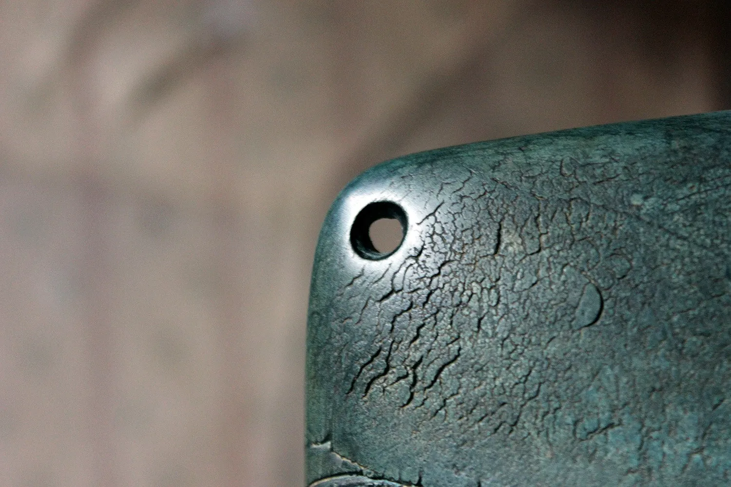 A Burnished Jade Green Bottle Vase by Peter Hayes c.1984