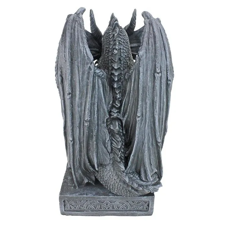 Arthurian Medieval Dragon Garden Statue With Shield By Artist Gary Chang