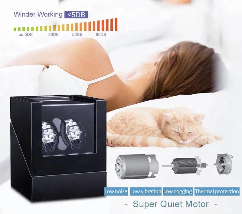 Automatic Laxury Double Watch Winder Handmade Battery or DC/AC Operated