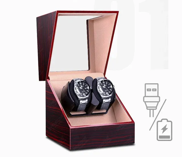 Automatic Laxury Double Watch Winder Handmade Battery or DC/AC Operated