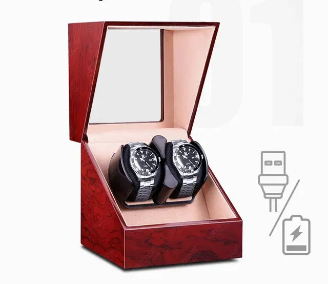 Automatic Laxury Double Watch Winder Handmade Battery or DC/AC Operated