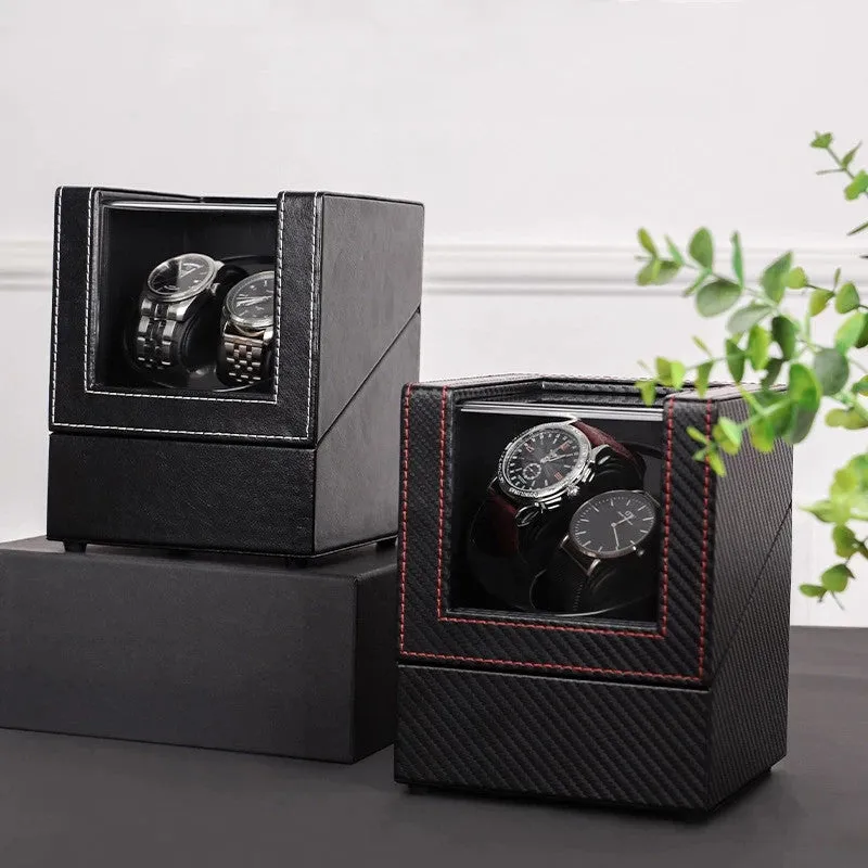 Automatic  Rotating Double Watch WinderDisplay Box  USB-DC Operated