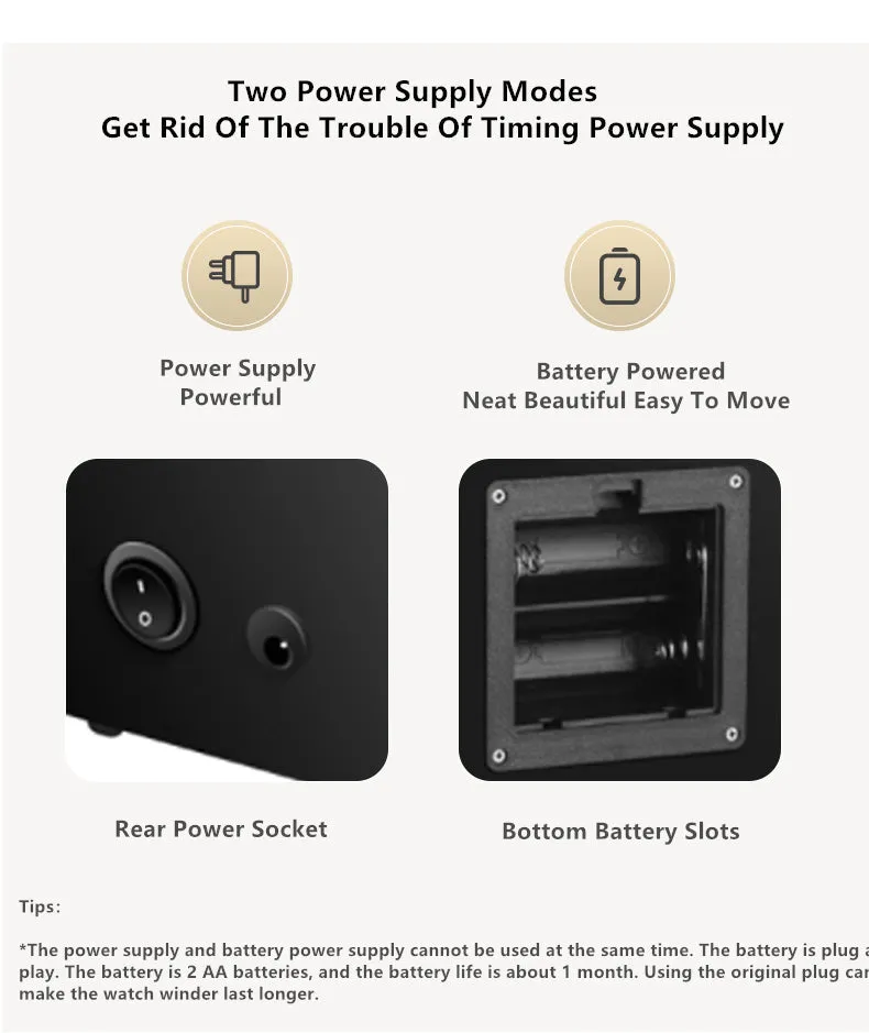 Automatic Watch Winder British Design Handmade Battery or DC/AC Operated