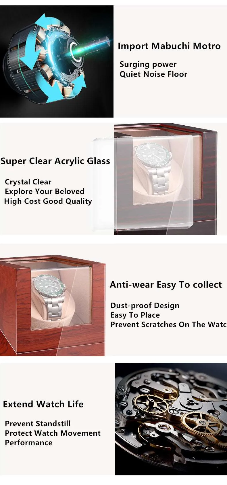 Automatic Watch Winder British Design Handmade Battery or DC/AC Operated