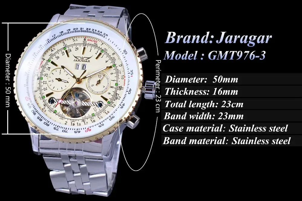 Aviator BRTL Man's Luxury Wrist Sport Multifunction Watch Automatic Tourbillion Design Movement Date Day,Week & Month Calendar Waterproof