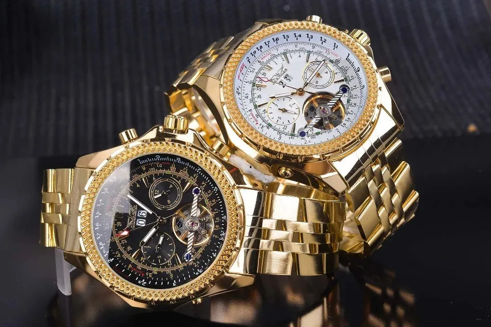 Aviator Man's Luxury Wrist Sport Multifunction Watch Automatic Tourbillion Design Movement Date Day,Week & Month Calendar Waterproof