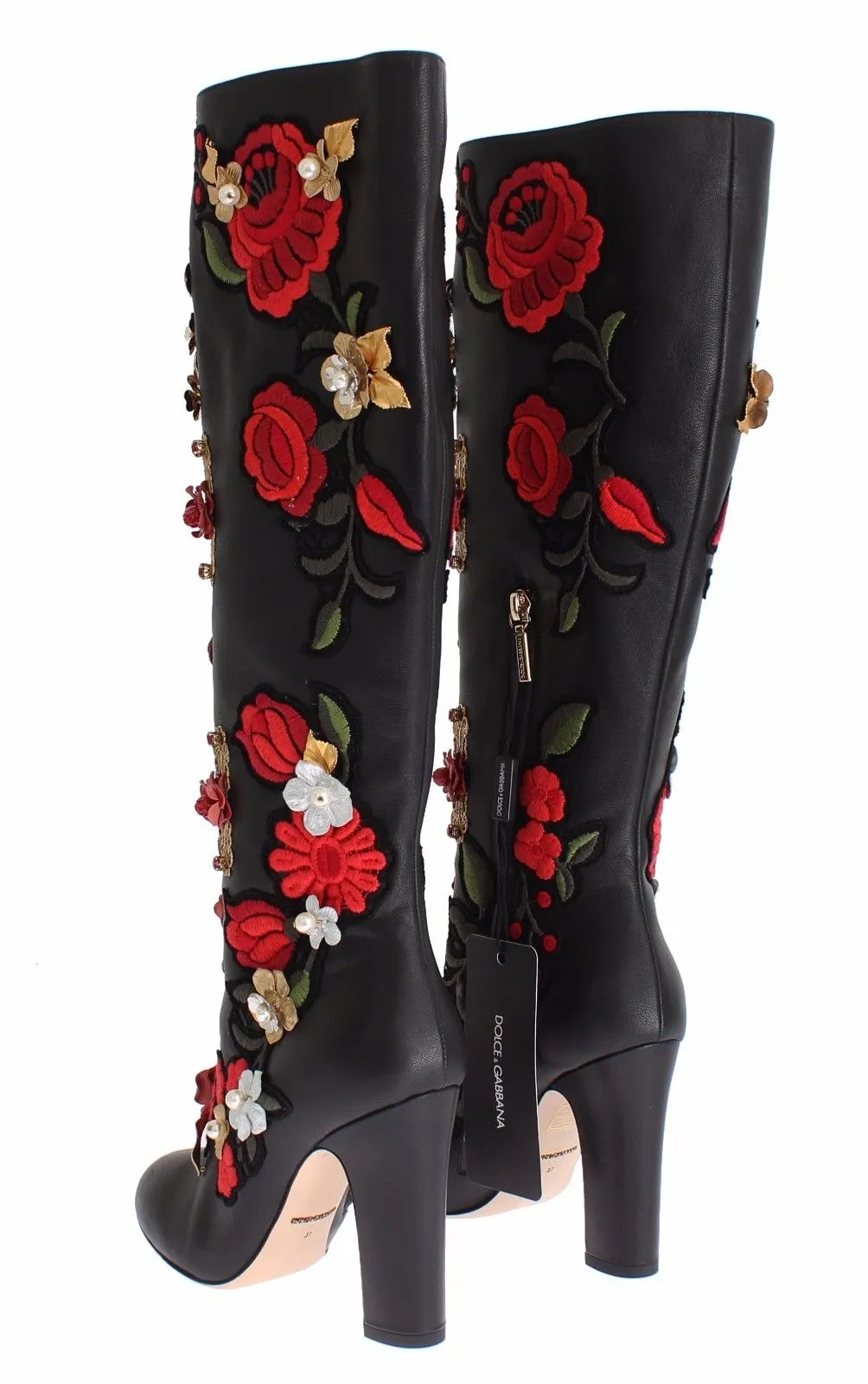 Black Red Roses Crystal Gold Heart Leather