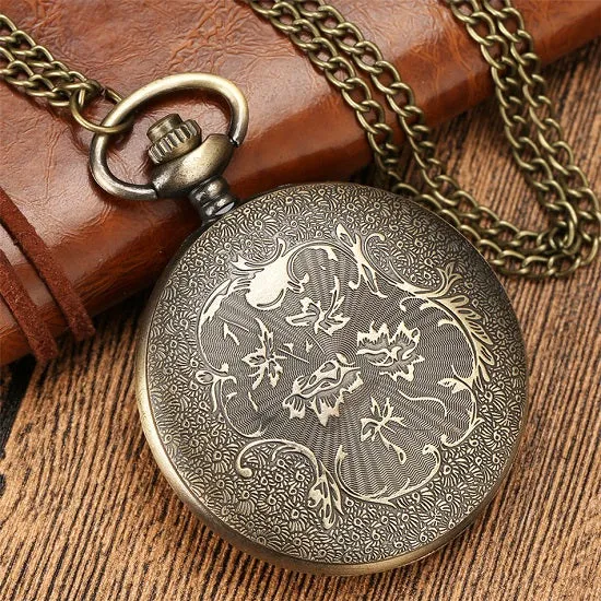 Bronze Vintage Retro Motorbikers Pocket Watch Motorcycle