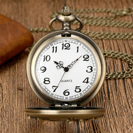 Bronze Vintage Retro Motorbikers Pocket Watch Motorcycle