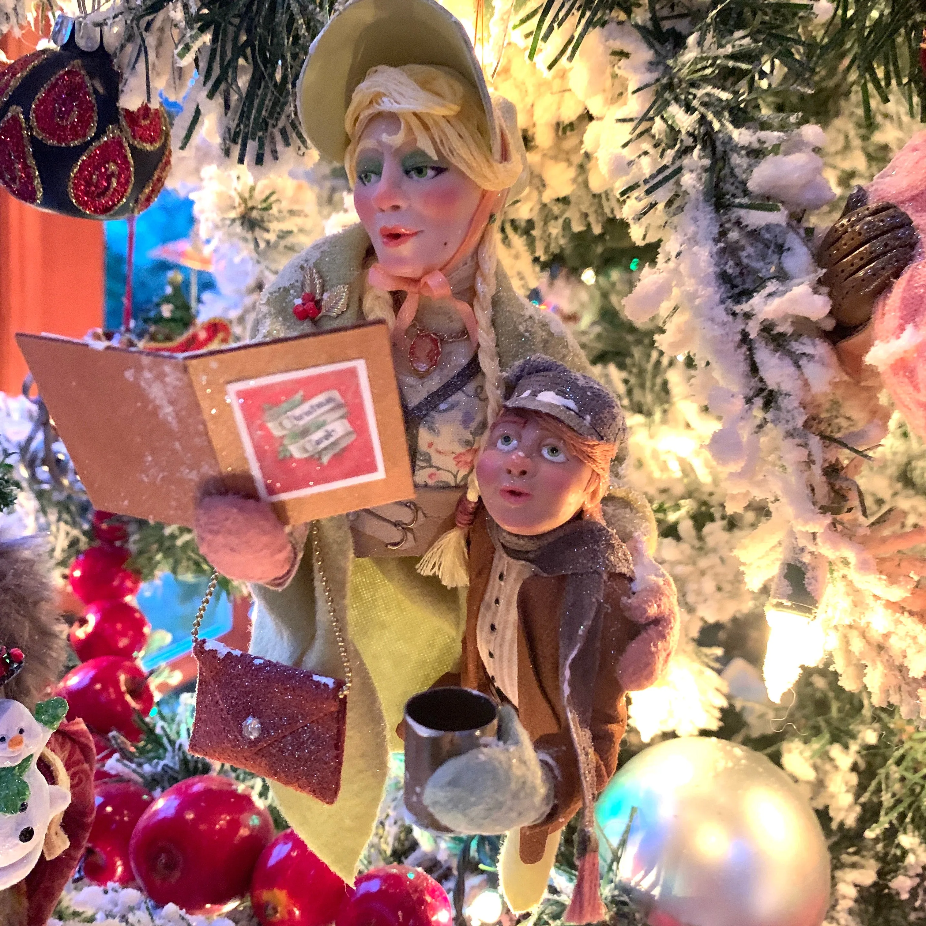 Christmas Carollers Ornament - Singing Duo - Songbook - Hanging tree Ornament - Handmade Christmas by Ken Fedoruk