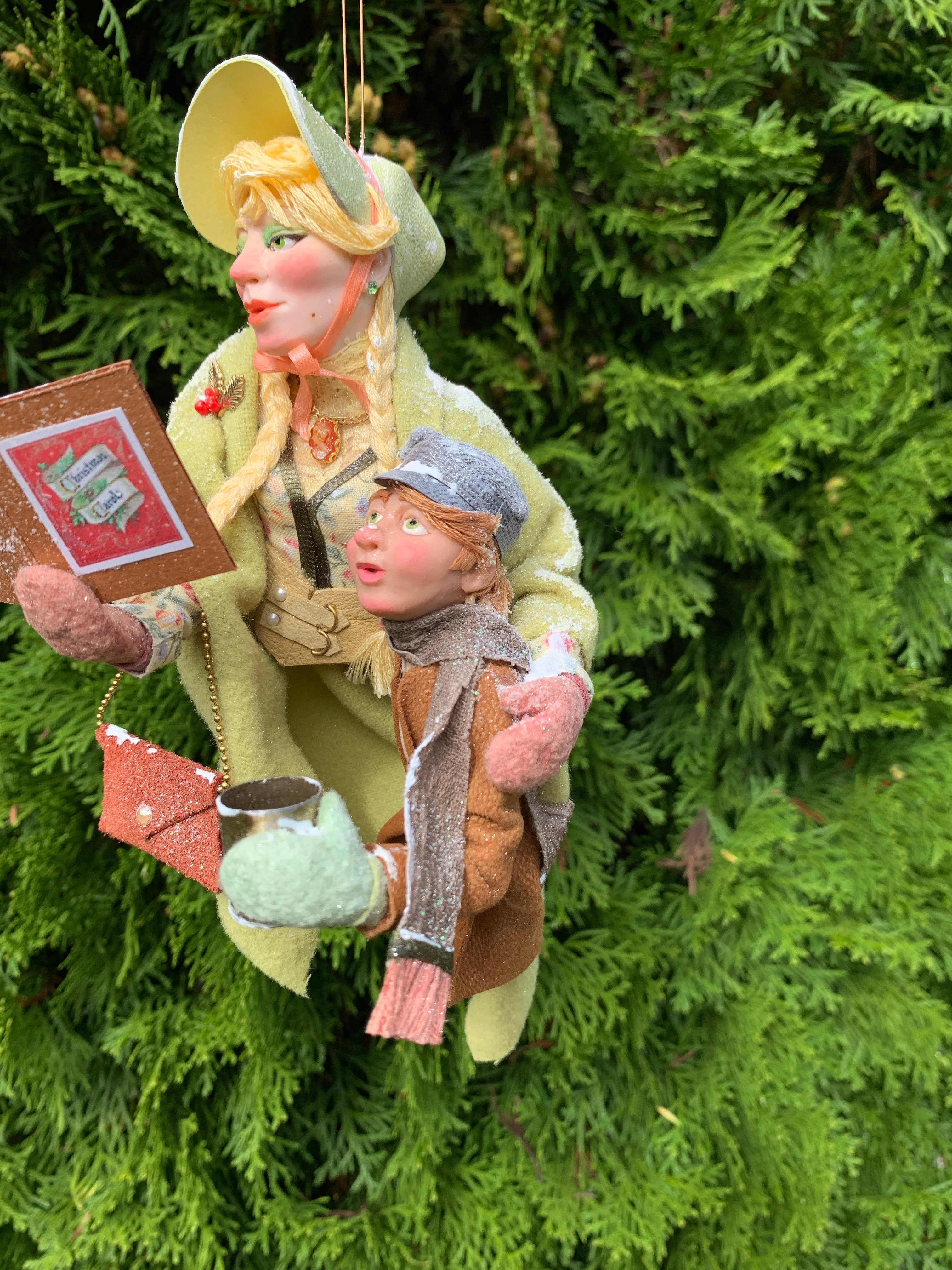 Christmas Carollers Ornament - Singing Duo - Songbook - Hanging tree Ornament - Handmade Christmas by Ken Fedoruk