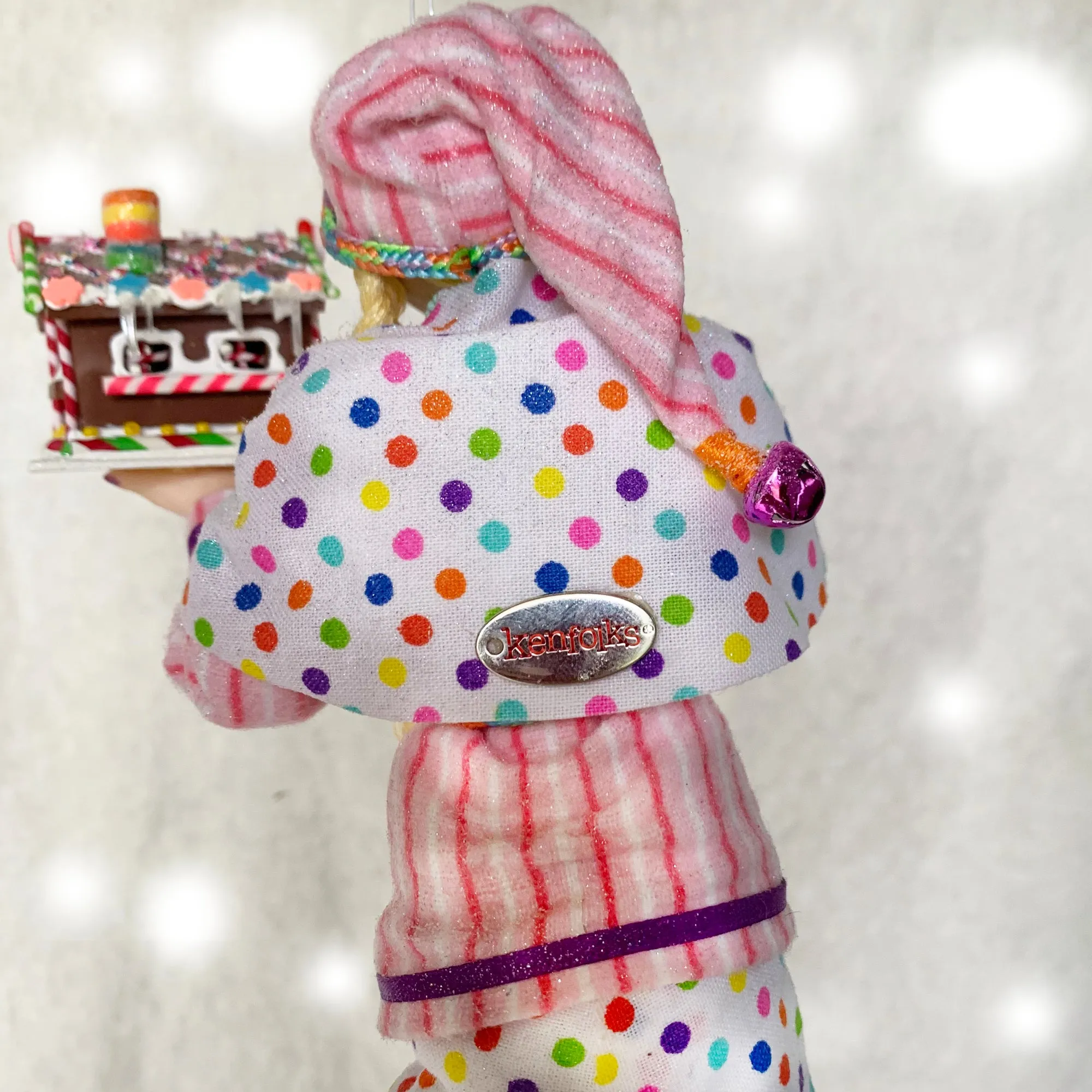 Christmas Elf decorating a gingerbread house - Hanging ornament - limited edition