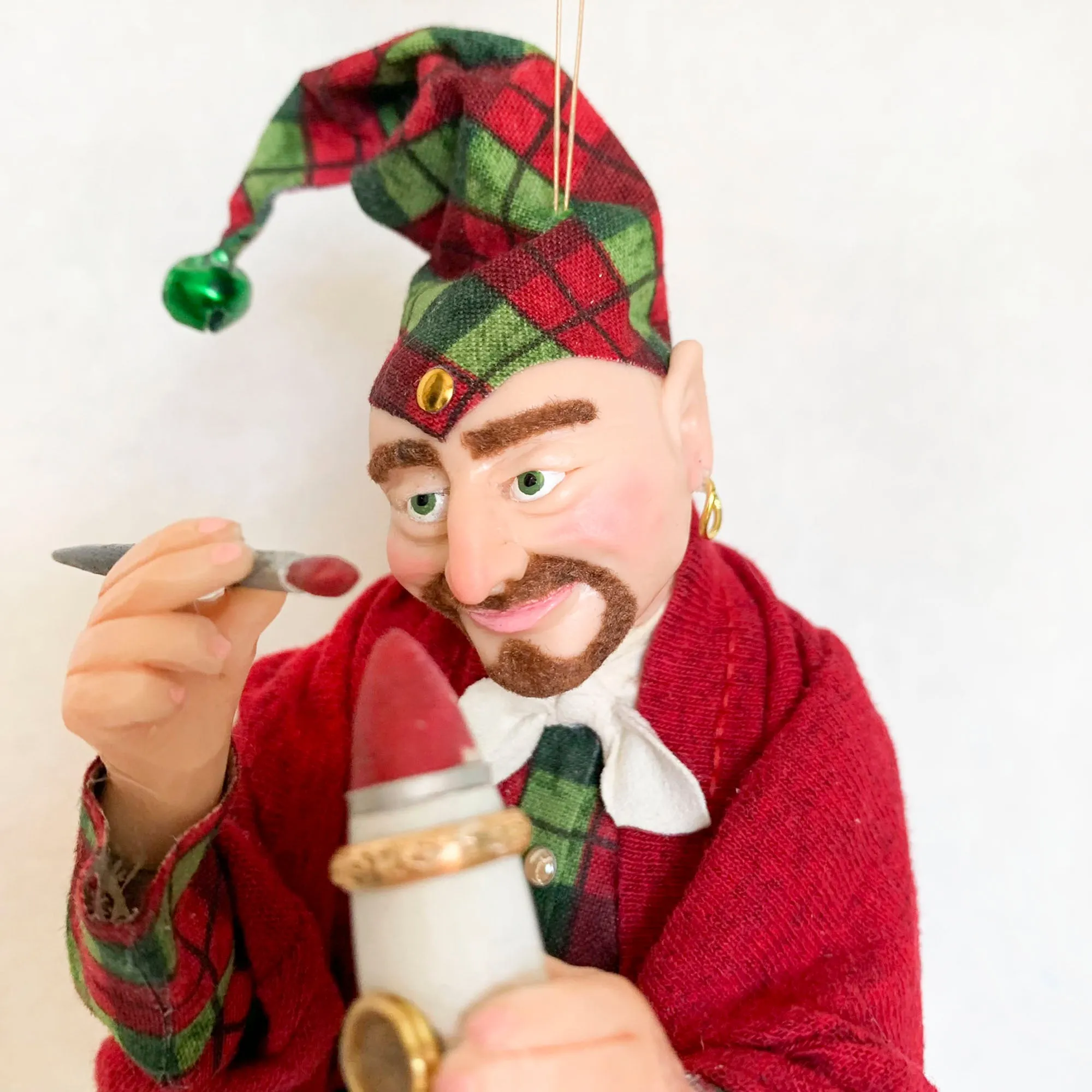Christmas Elves building a toy rocket ship - Holiday fun ornament