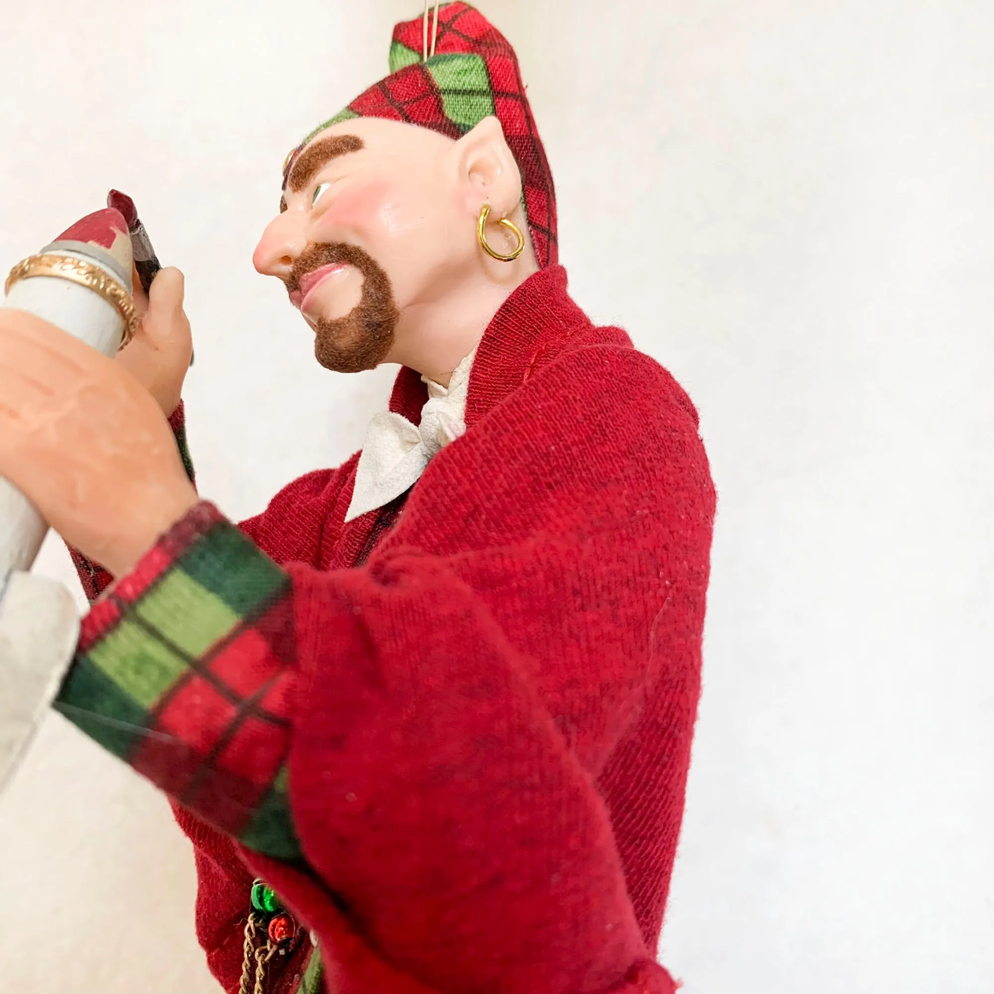 Christmas Elves building a toy rocket ship - Holiday fun ornament