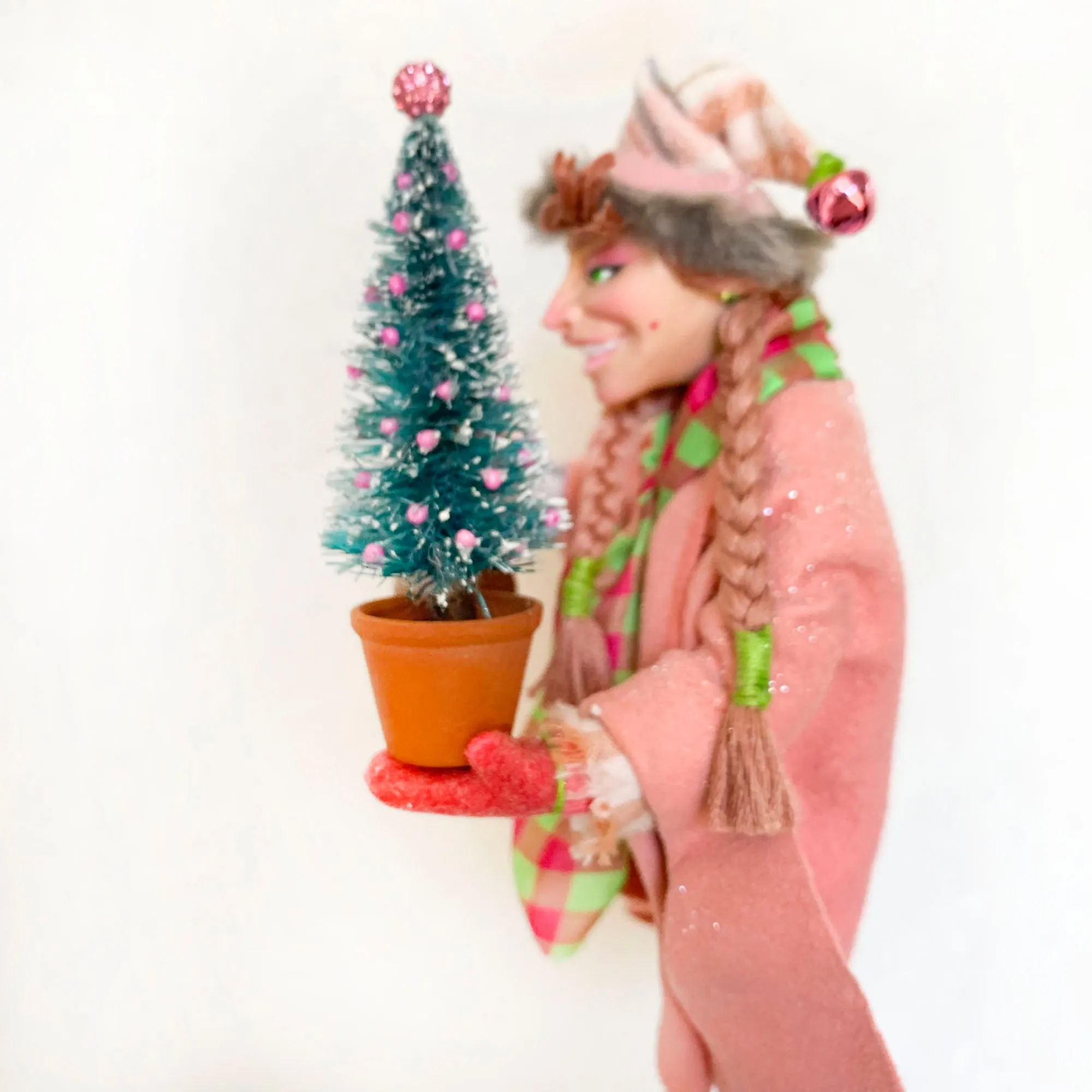 Christmas Elves watering a Christmas Tree - Hanging ornament