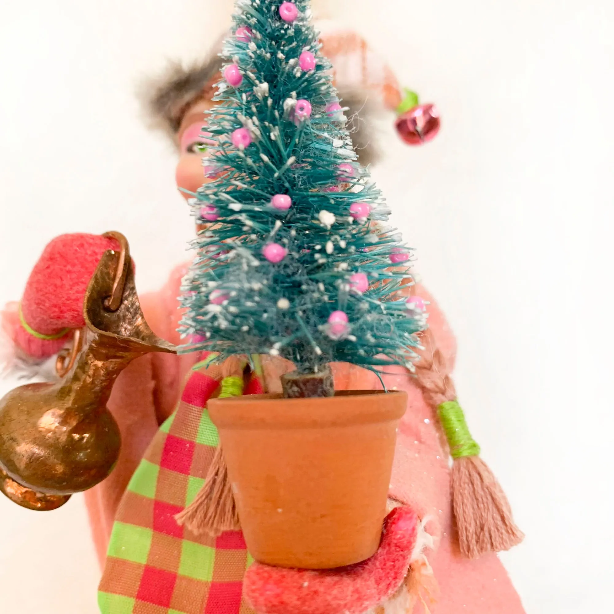 Christmas Elves watering a Christmas Tree - Hanging ornament