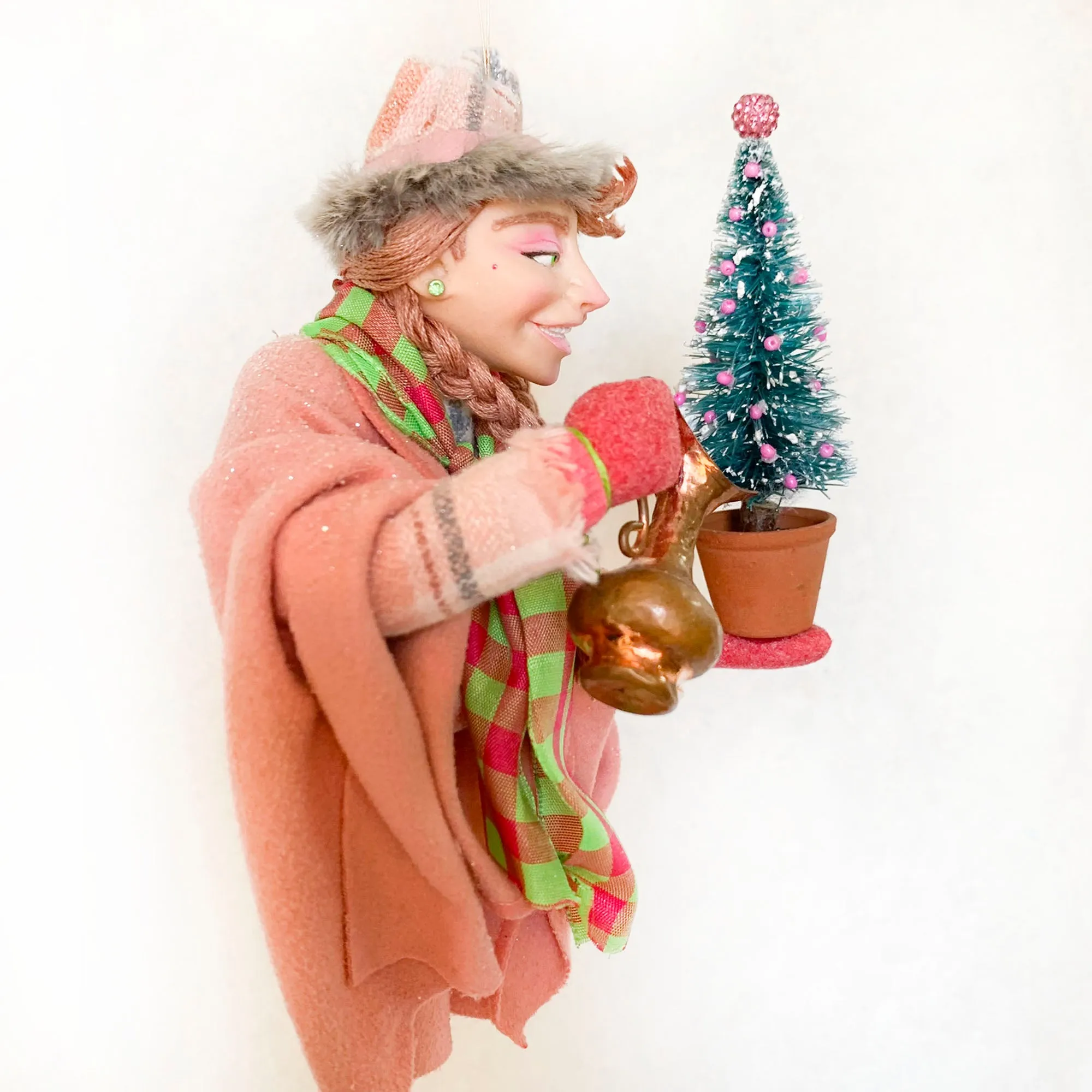 Christmas Elves watering a Christmas Tree - Hanging ornament