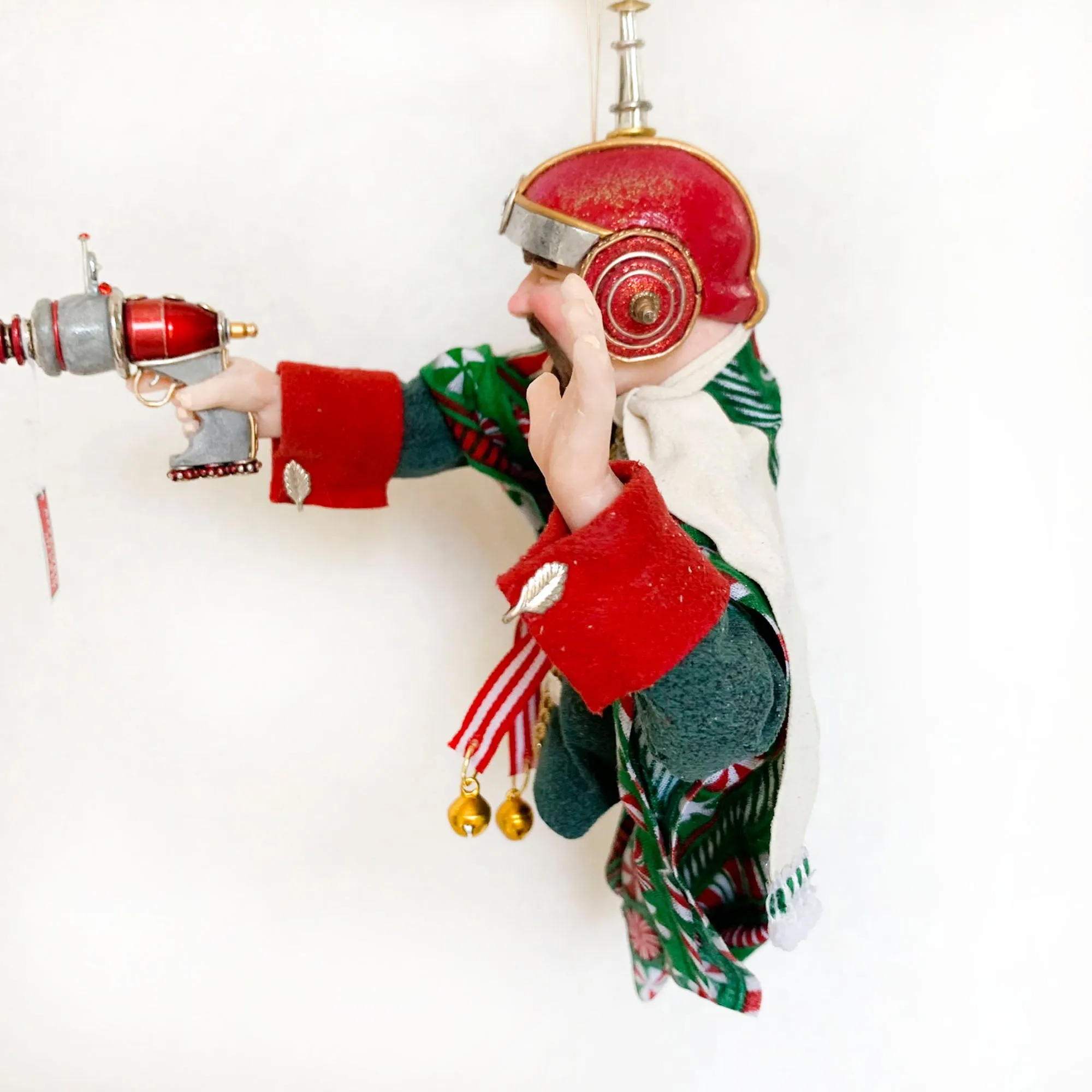 Christmas Sci-fi elf testing a Ray Gun - fun ornaments