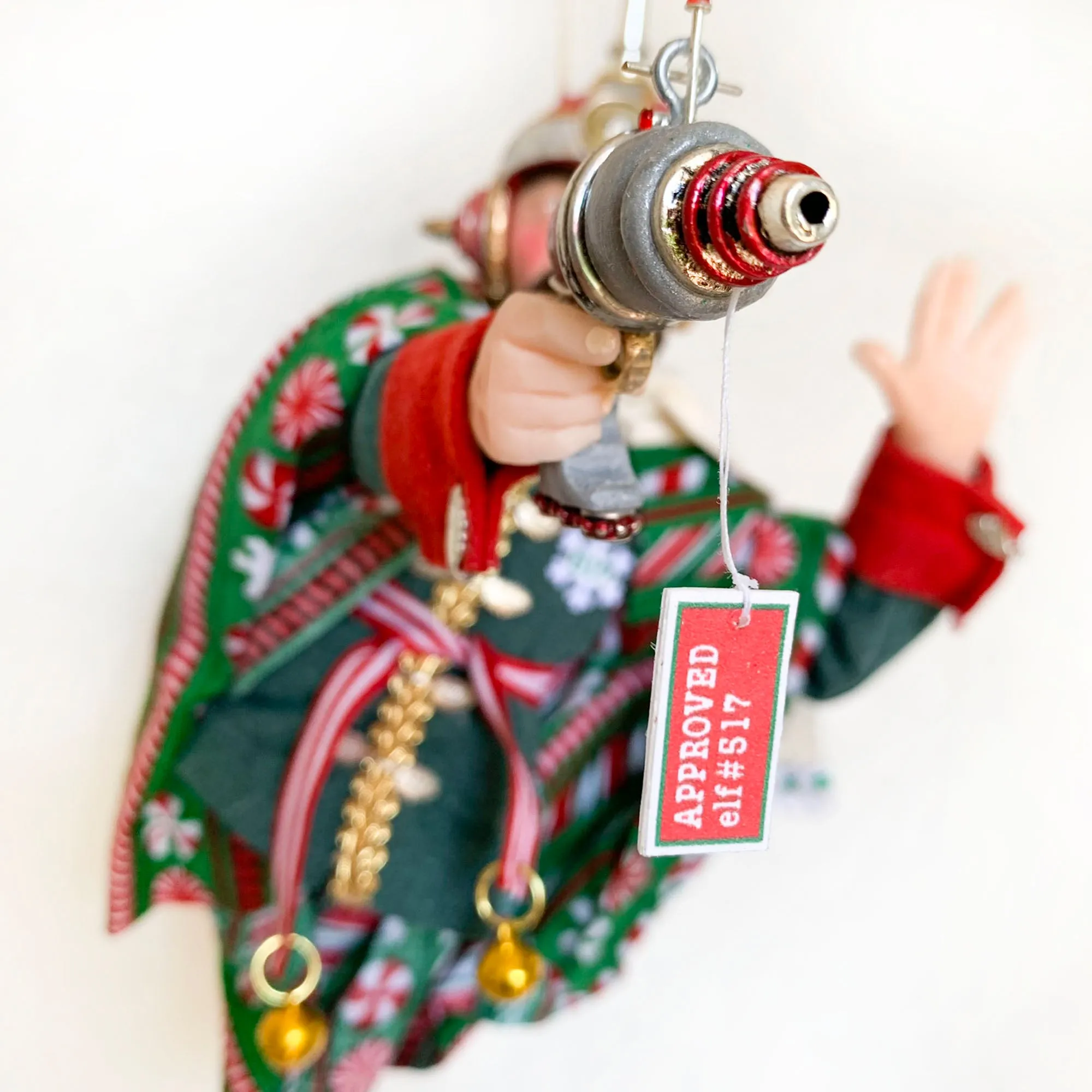 Christmas Sci-fi elf testing a Ray Gun - fun ornaments