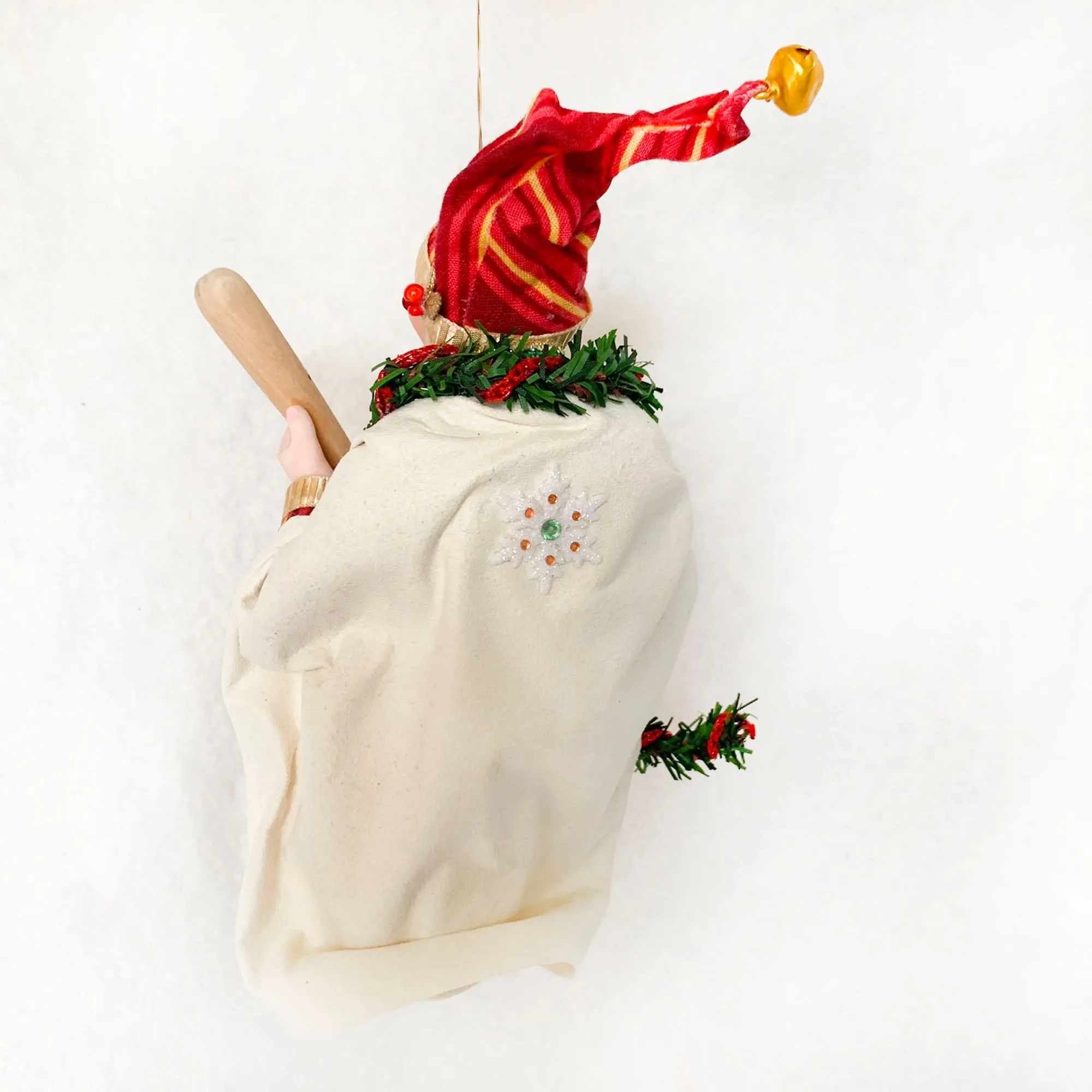 Christmas Sporting Elf making a baseball bat - Holiday decor - Tree decoration