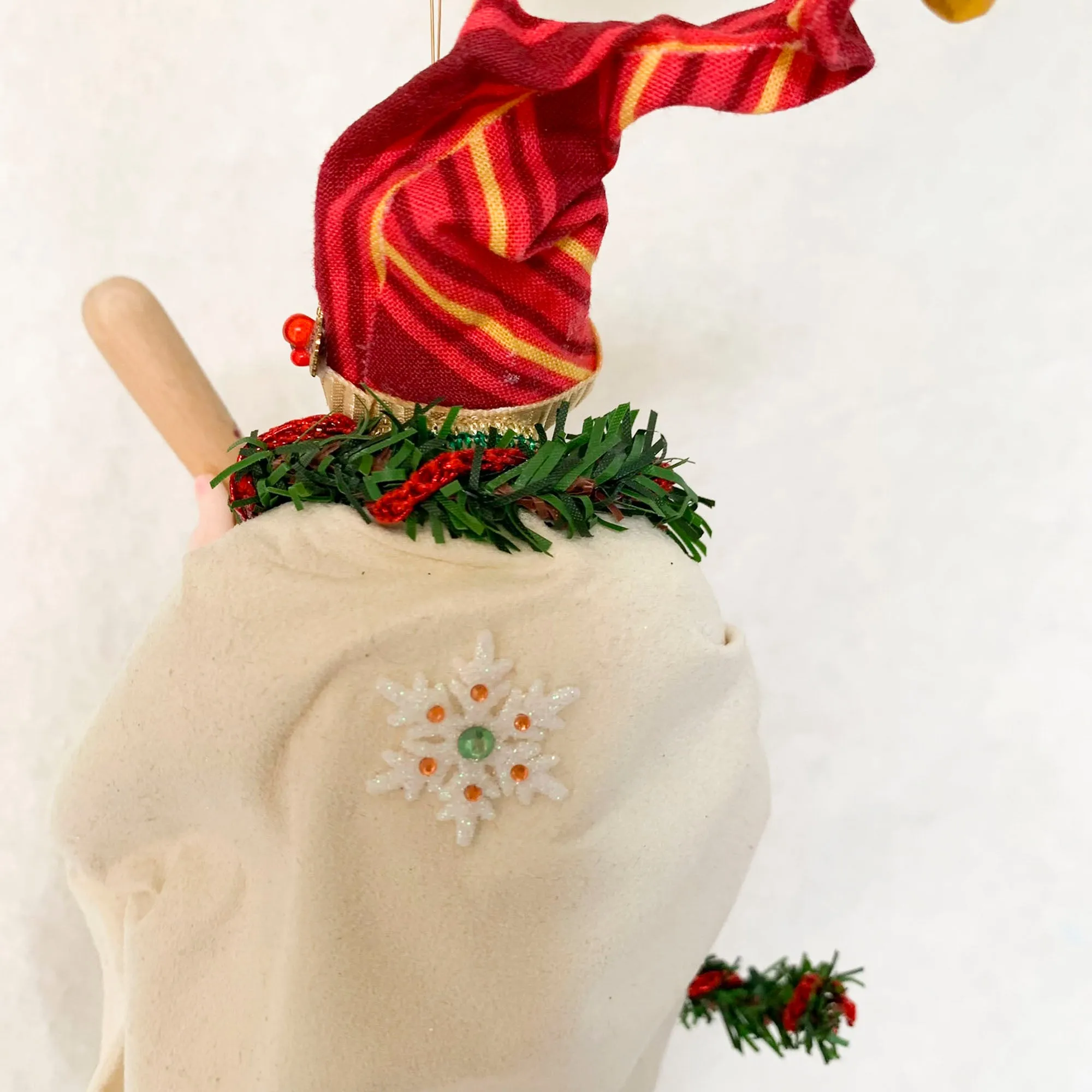 Christmas Sporting Elf making a baseball bat - Holiday decor - Tree decoration