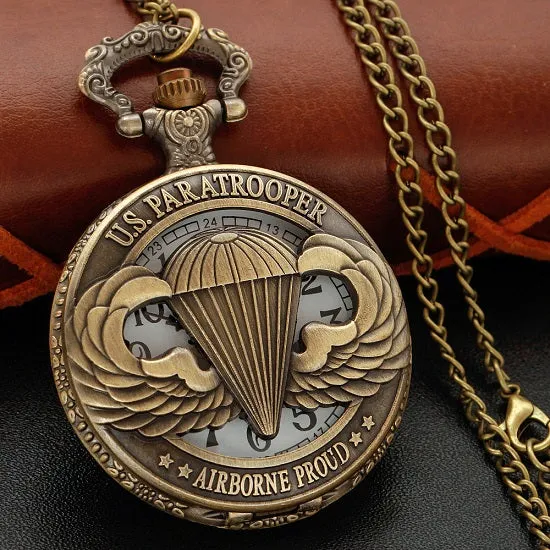 Combat Squadron Airborne Special Bronze Quartz Movement Pocket Watch