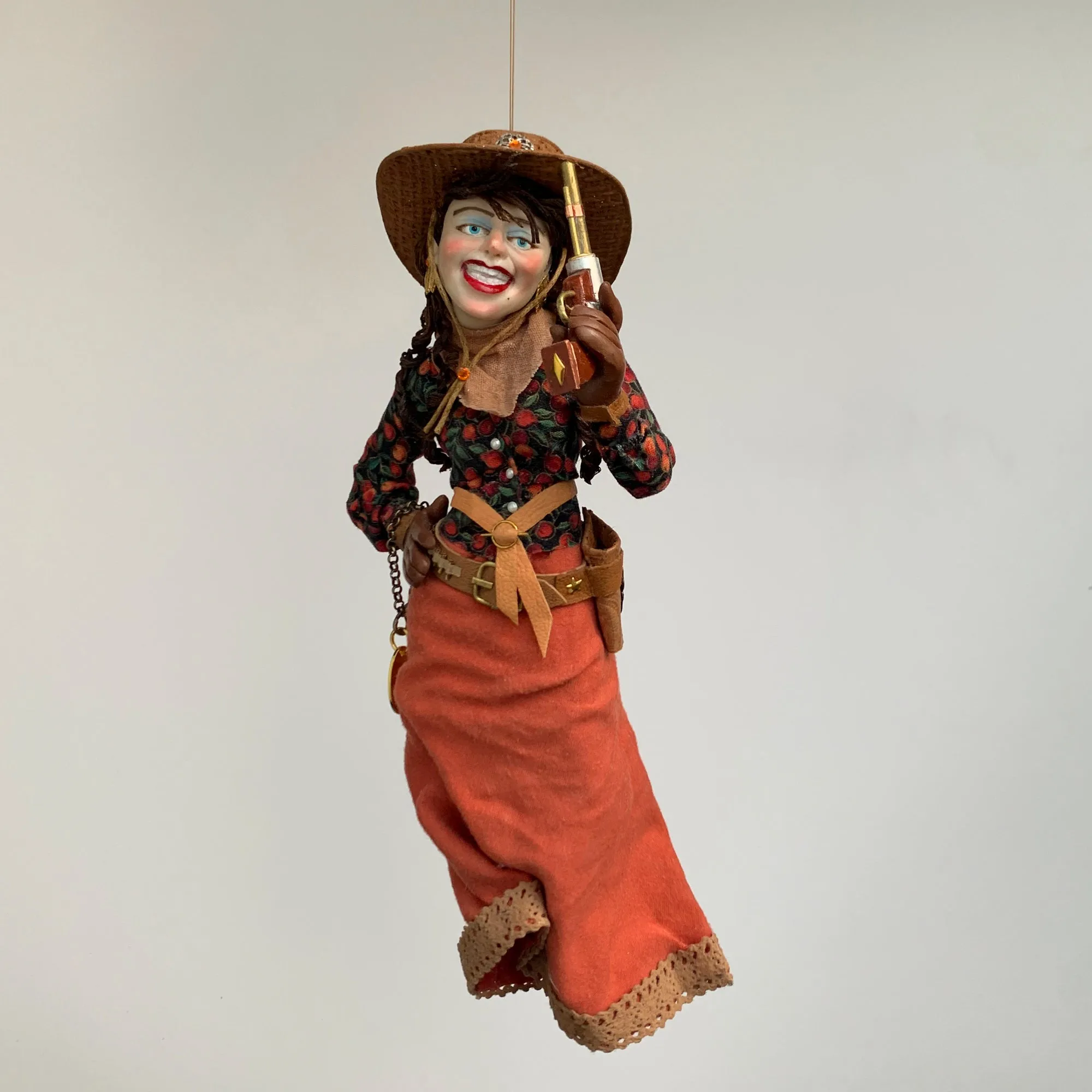 Country Christmas Tree Hanging Ornament-Old West  Calamity Jane American Notorious Gunslinger-Limited Edition Handmade-Sculptor Ken Fedoruk