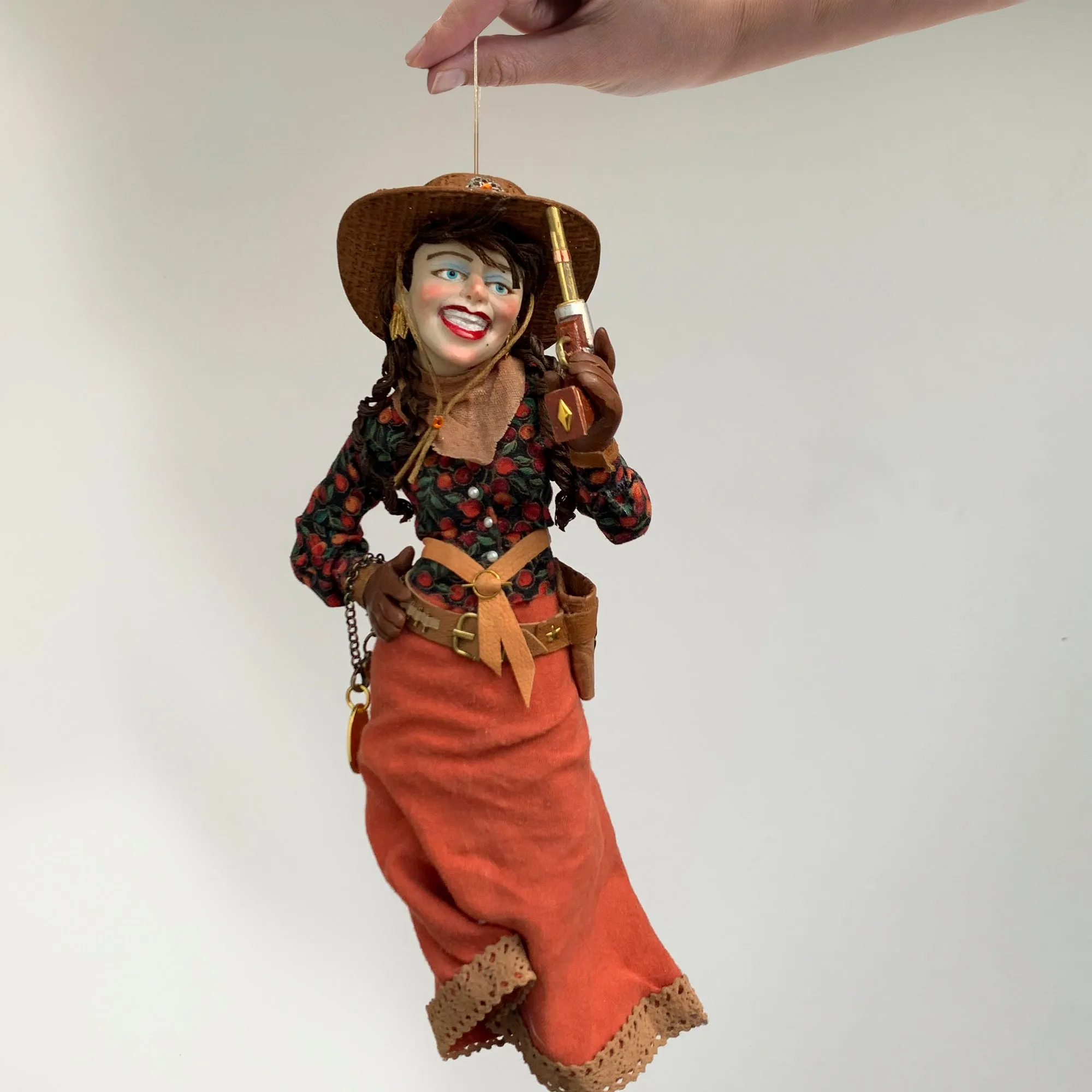 Country Christmas Tree Hanging Ornament-Old West  Calamity Jane American Notorious Gunslinger-Limited Edition Handmade-Sculptor Ken Fedoruk