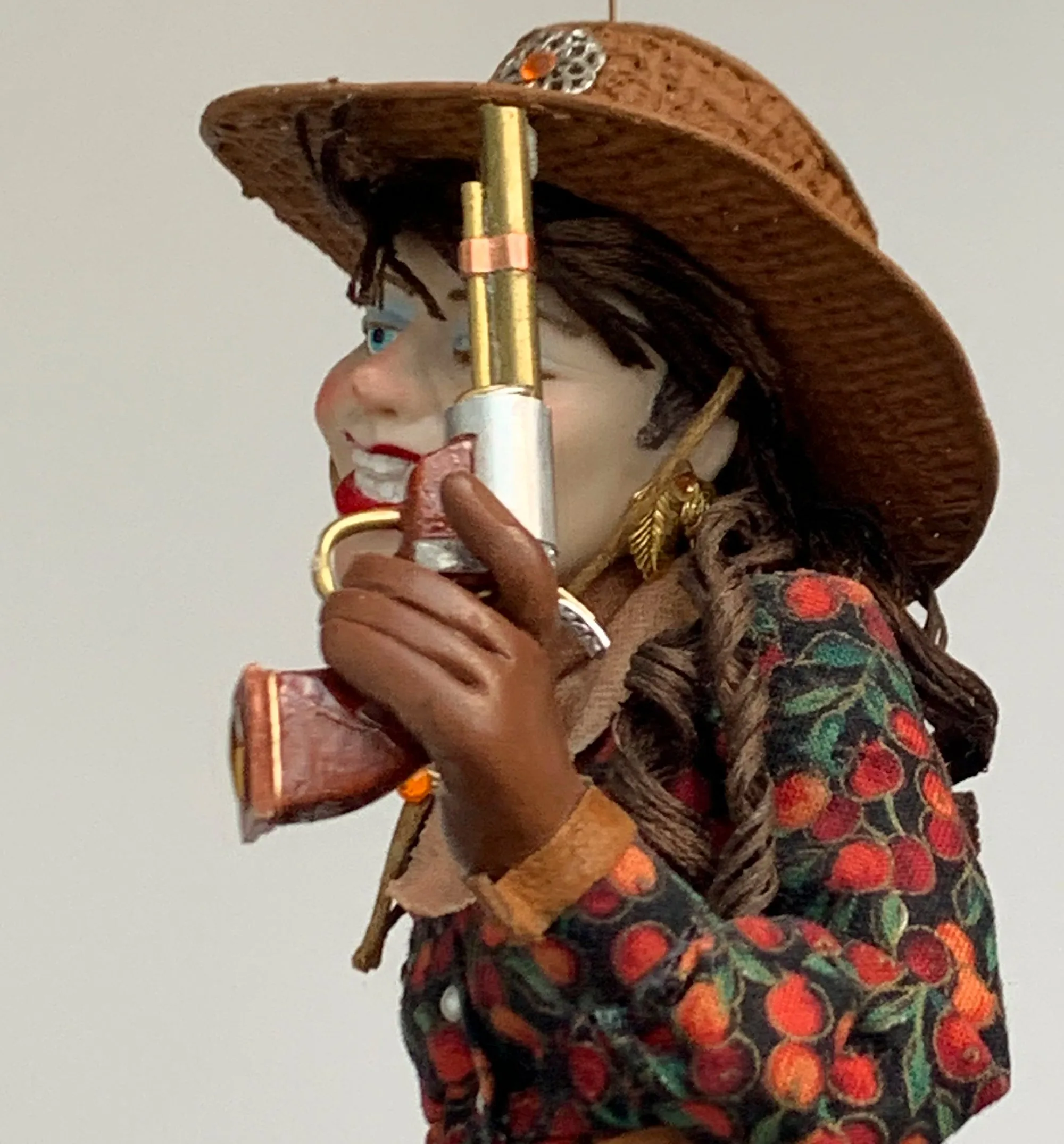 Country Christmas Tree Hanging Ornament-Old West  Calamity Jane American Notorious Gunslinger-Limited Edition Handmade-Sculptor Ken Fedoruk