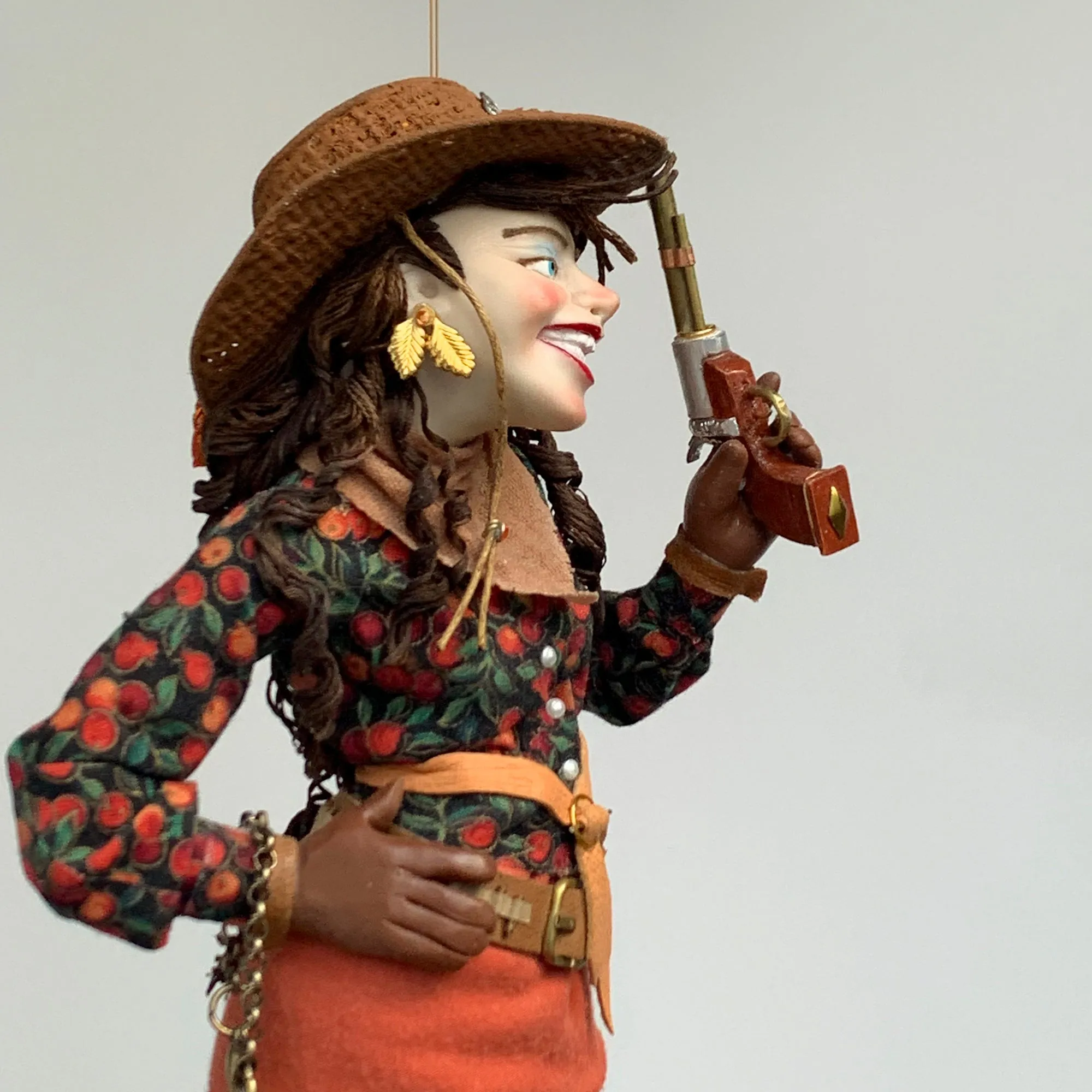 Country Christmas Tree Hanging Ornament-Old West  Calamity Jane American Notorious Gunslinger-Limited Edition Handmade-Sculptor Ken Fedoruk