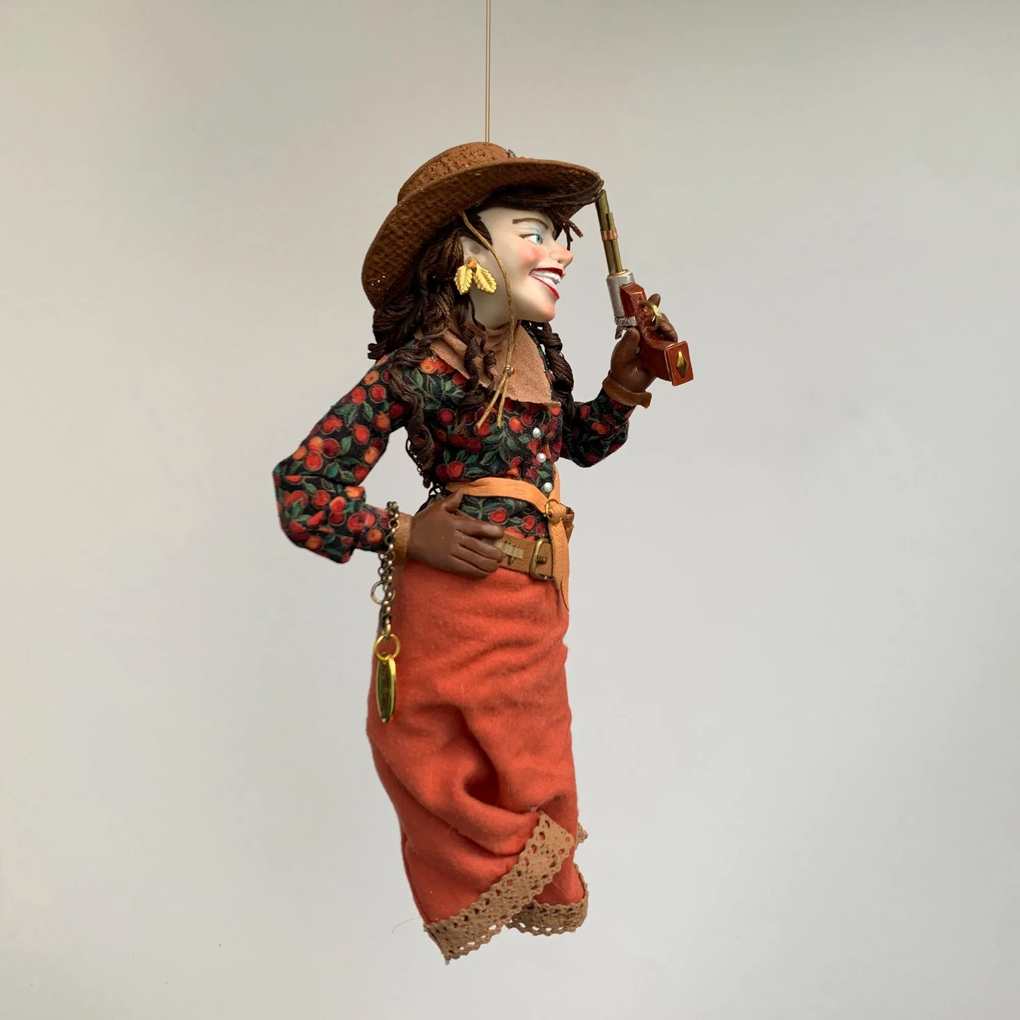 Country Christmas Tree Hanging Ornament-Old West  Calamity Jane American Notorious Gunslinger-Limited Edition Handmade-Sculptor Ken Fedoruk