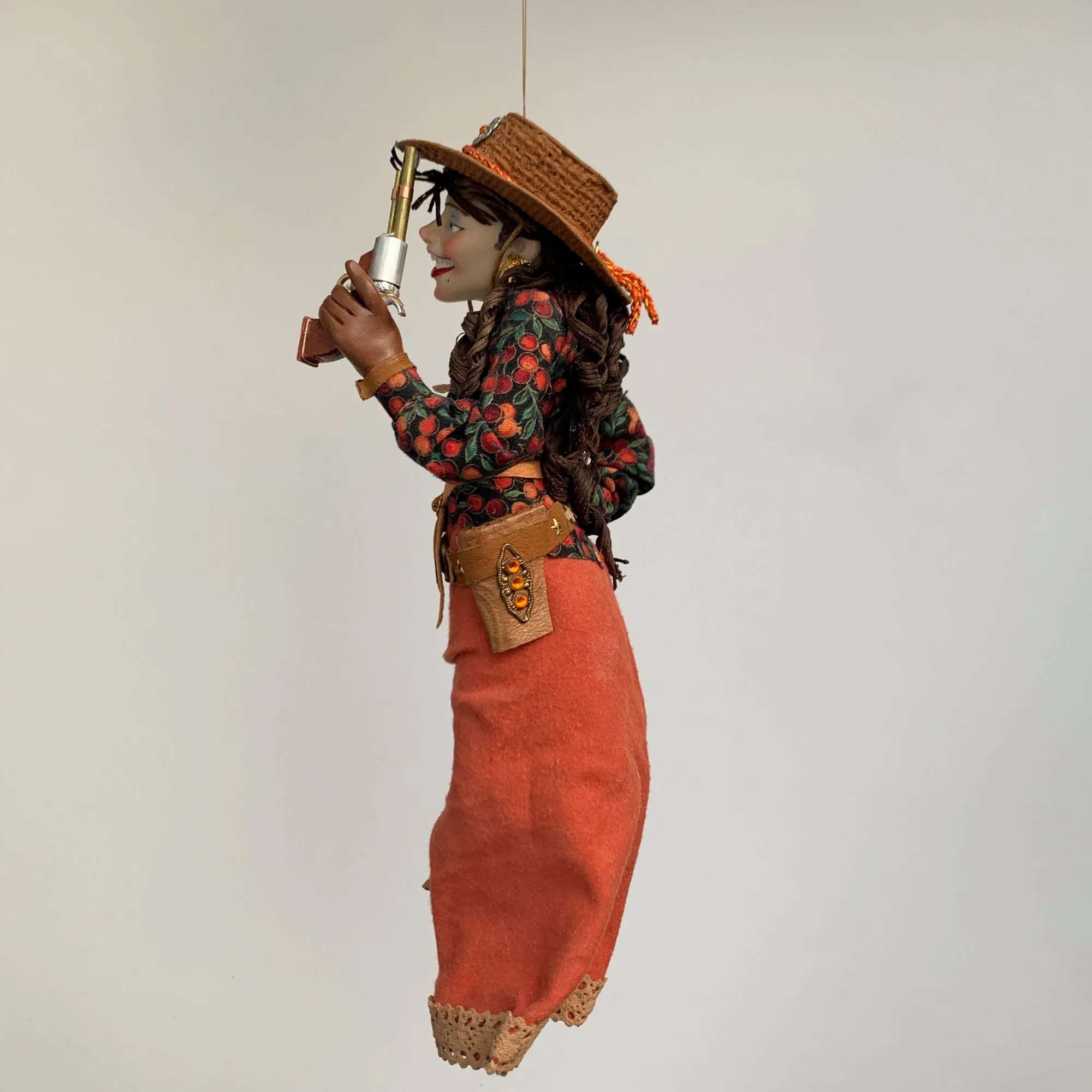 Country Christmas Tree Hanging Ornament-Old West  Calamity Jane American Notorious Gunslinger-Limited Edition Handmade-Sculptor Ken Fedoruk
