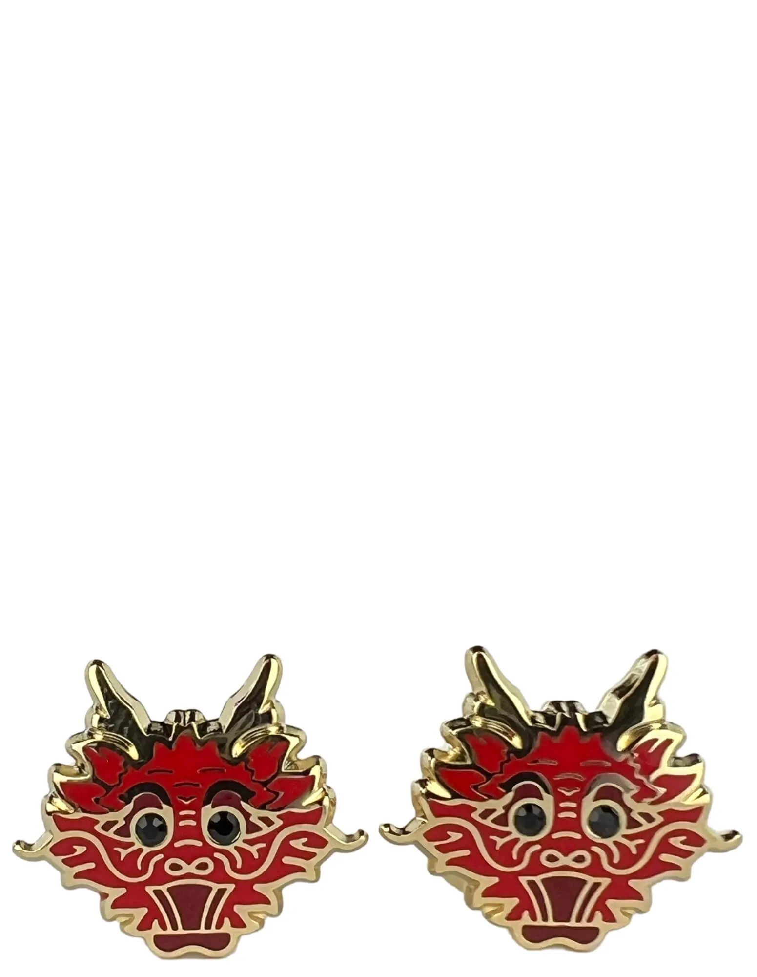 DCLIC Chinese Dragon Gold Cufflink - Red