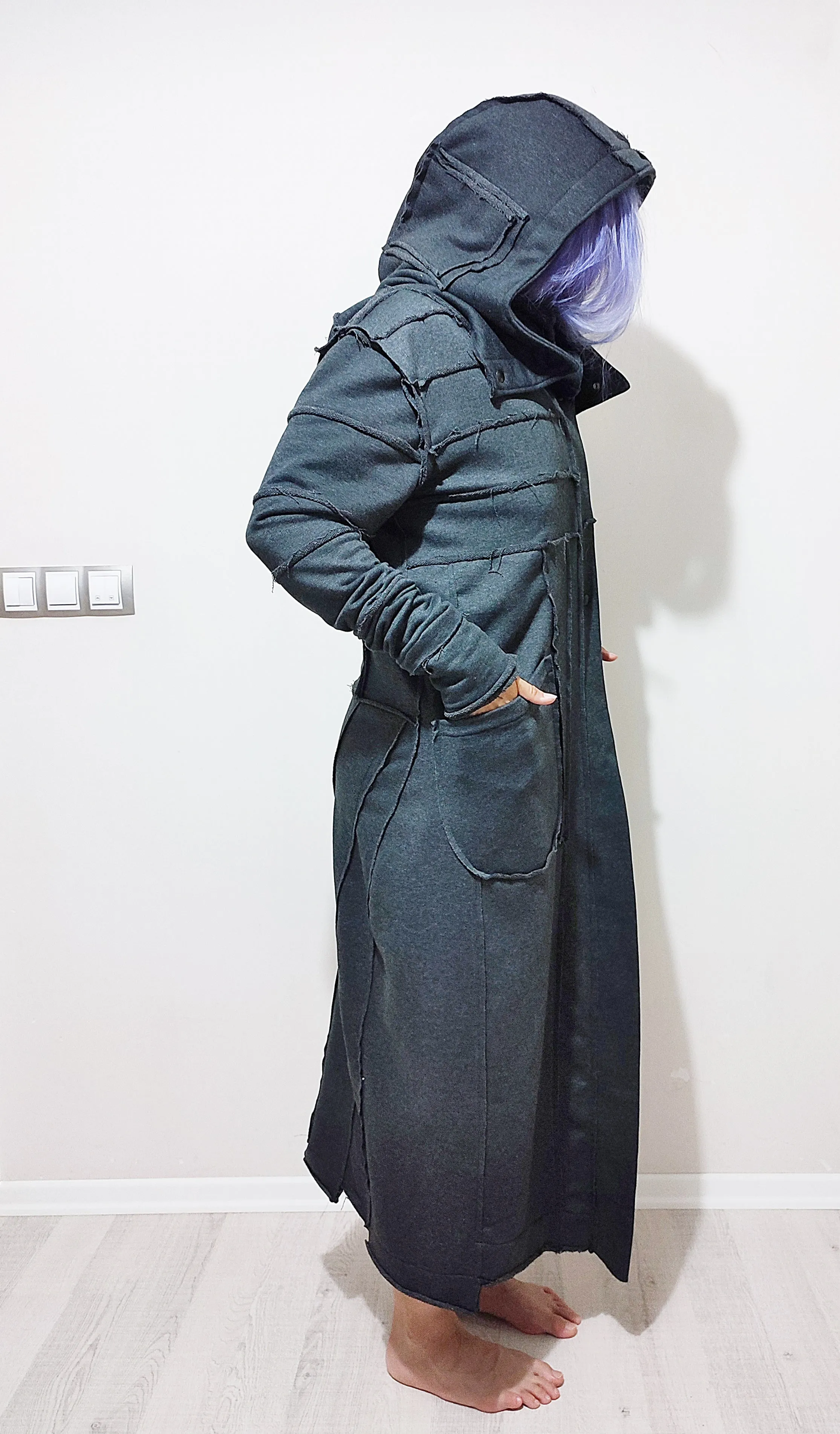 DMBAZA-Women's Quilted Sleeves Avatar Cardigan JACKET / Dystopian