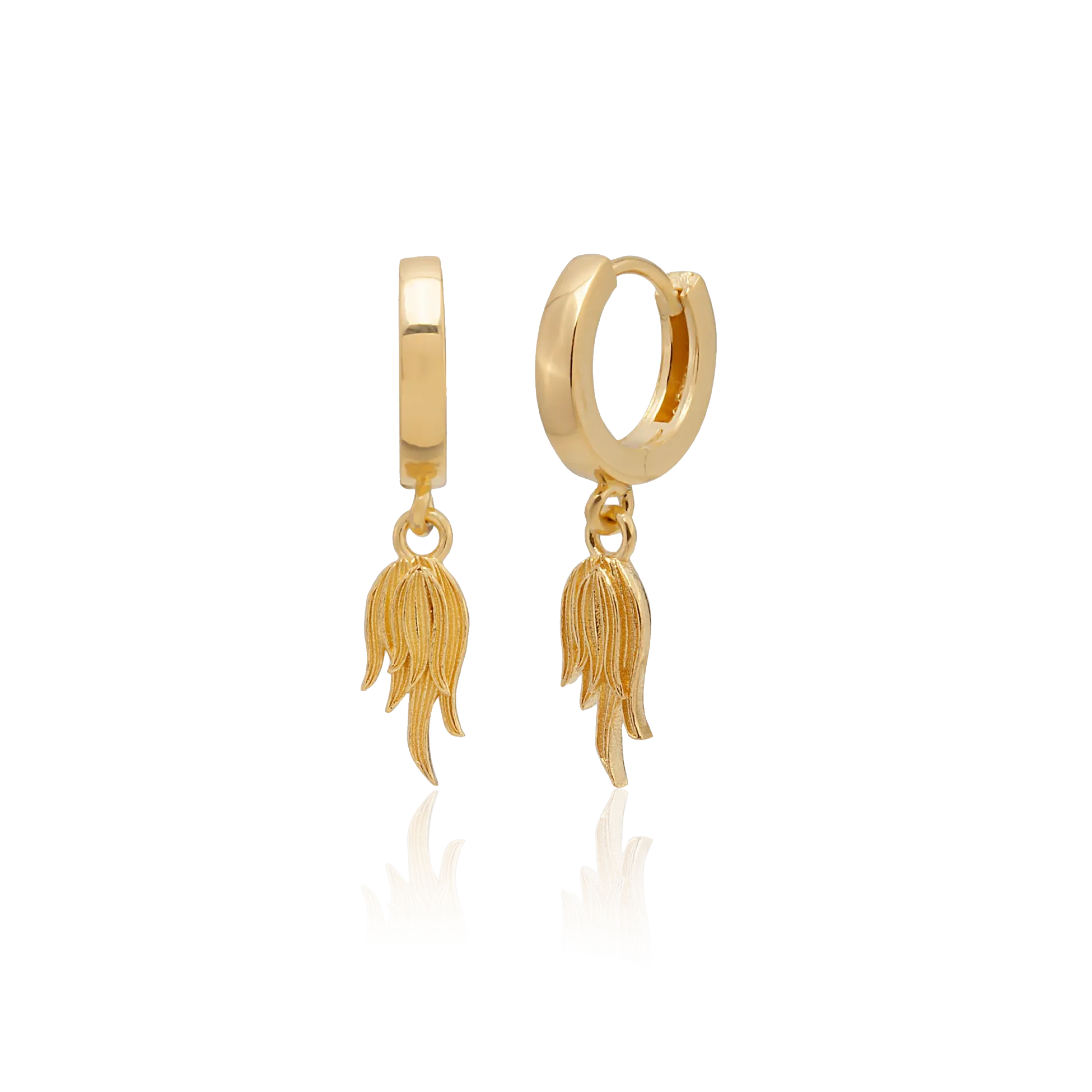 Dragon Mini Flame Earrings - Gold Plated Silver