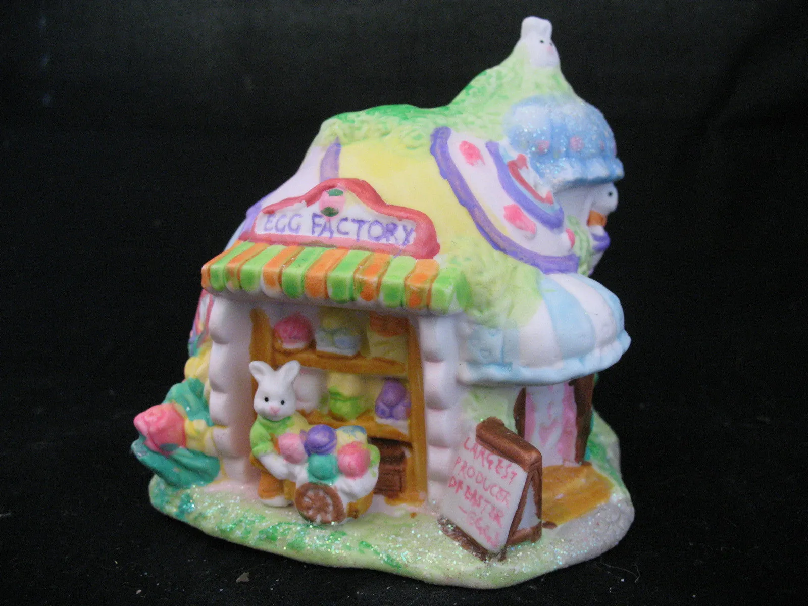 EASTER Sunday BUNNY Bunnies RABBITS EGG FACTORY HOUSE STORE Ceramic FIGURINE NEW