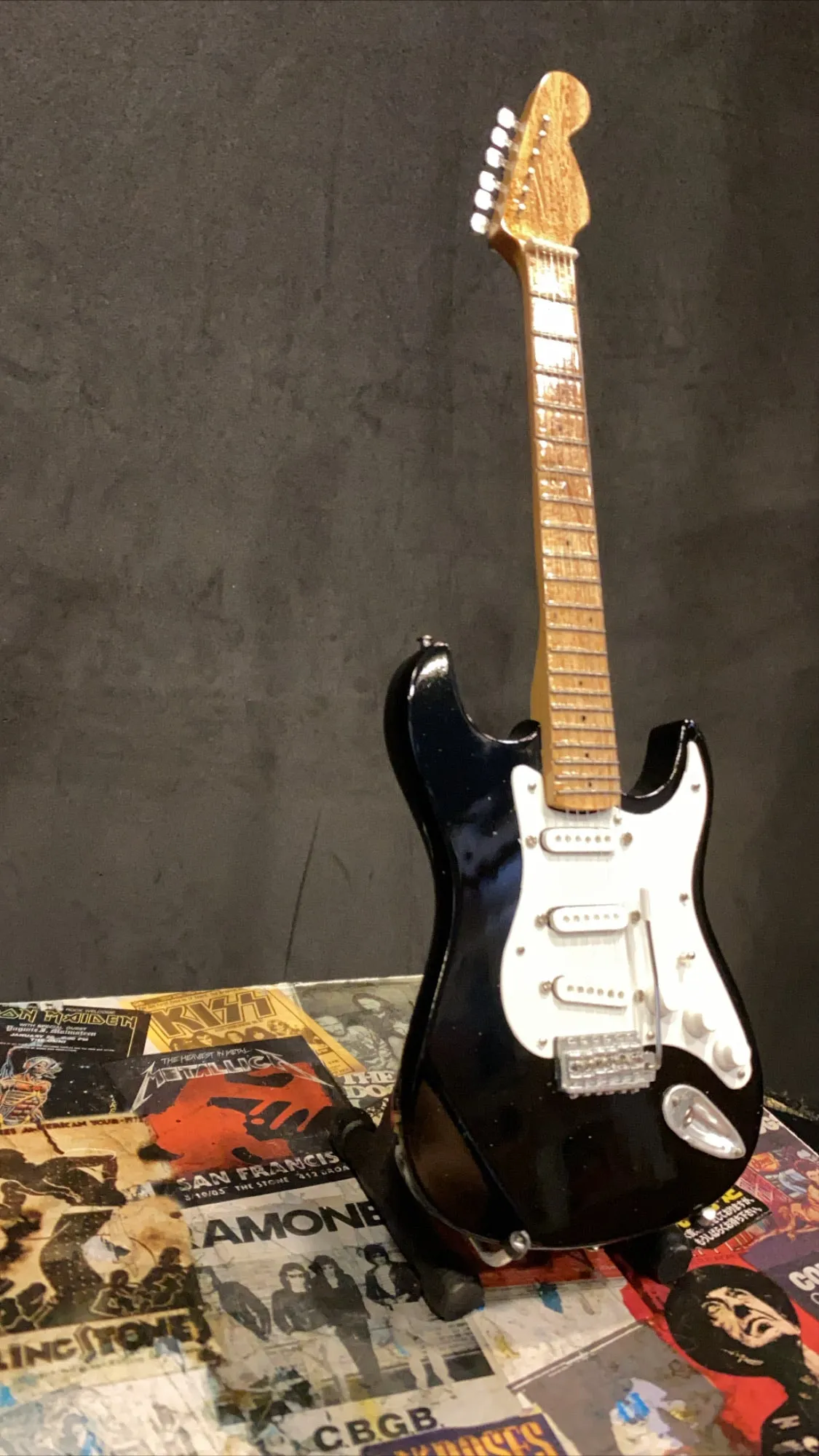Fender Stratocaster Black Miniature Guitar