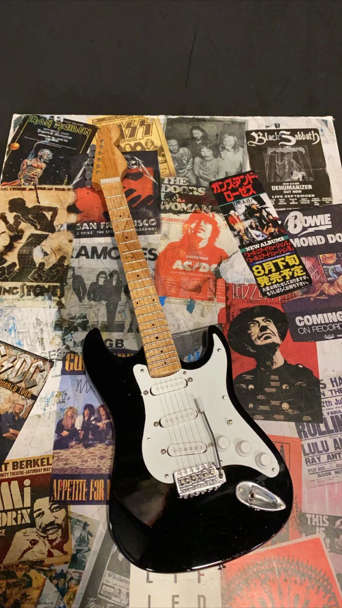 Fender Stratocaster Black Miniature Guitar