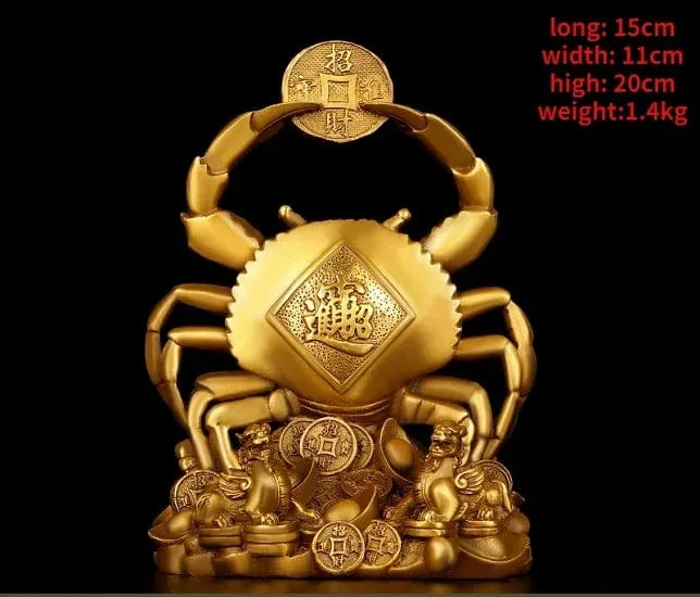 Feng Shui Large Golden Copper Crab Sculptures For Great Welth,Sucess and Prosperity