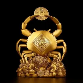 Feng Shui Large Golden Copper Crab Sculptures For Great Welth,Sucess and Prosperity