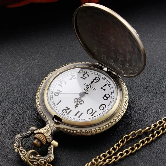 Fire Fighter Emblem Bronze Quartz Movement Pocket Watch