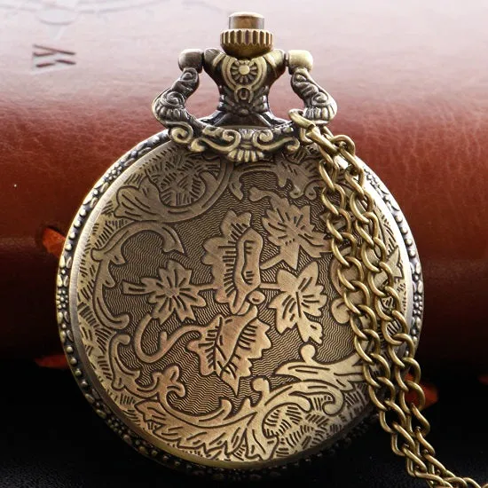 Fire Fighter Emblem Bronze Quartz Movement Pocket Watch