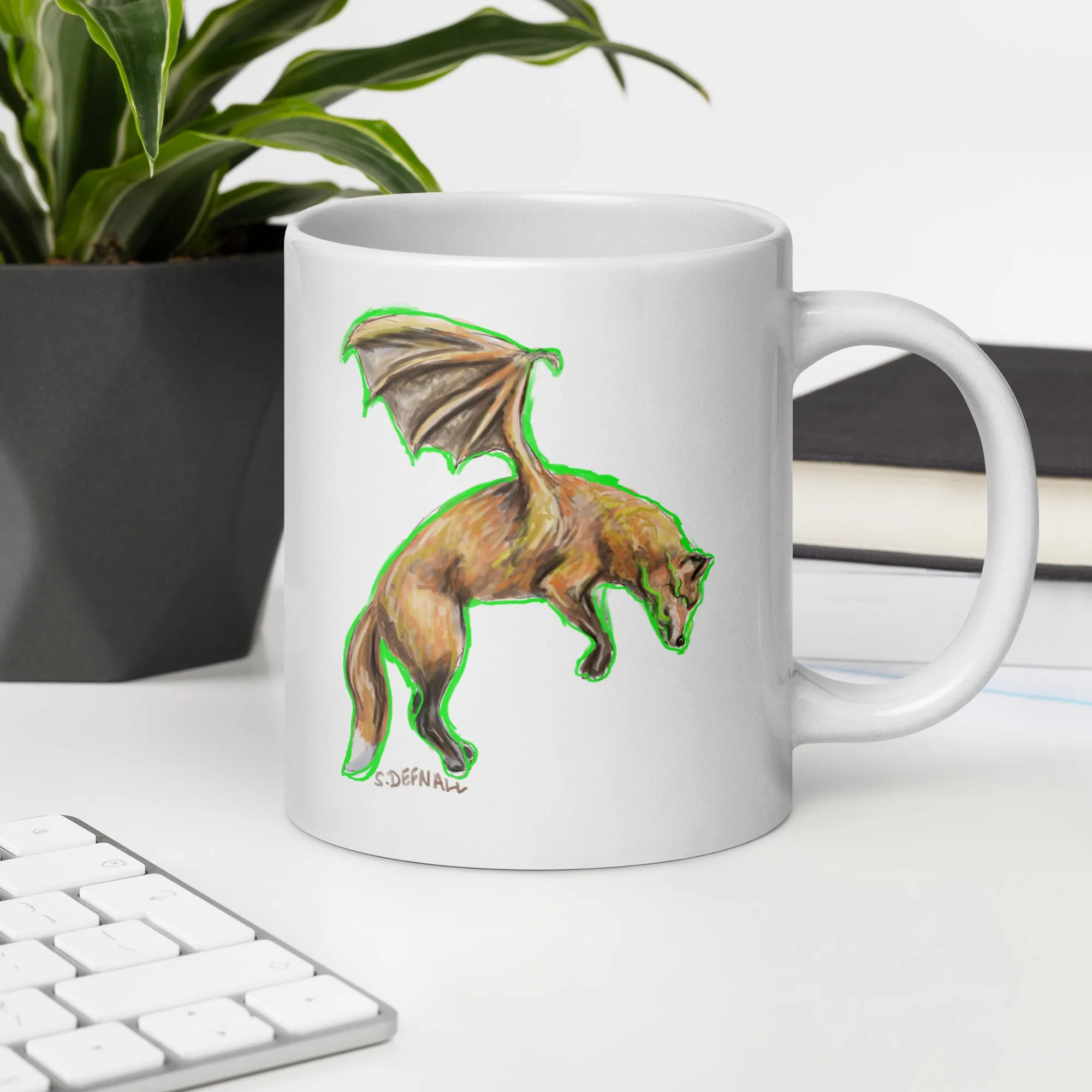 Fox Dragon White glossy mug