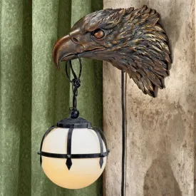 Freedom Patriotic American Bald Eagle Sculptural Electric Wall Sconce Lamp by artist Monte M. Moore