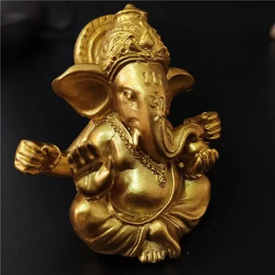 Gold Lord Ganesha Buddha Statue Elephant God Sculptures Ganesh Figurines For Good Luck,Wealth and Prosperity Style A