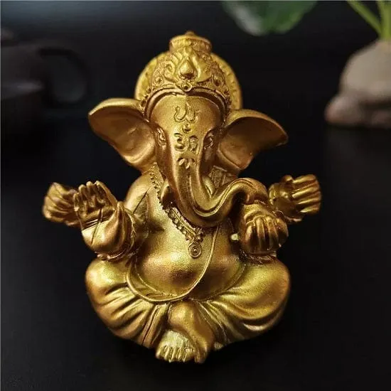 Gold Lord Ganesha Buddha Statue Elephant God Sculptures Ganesh Figurines For Good Luck,Wealth and Prosperity Style A
