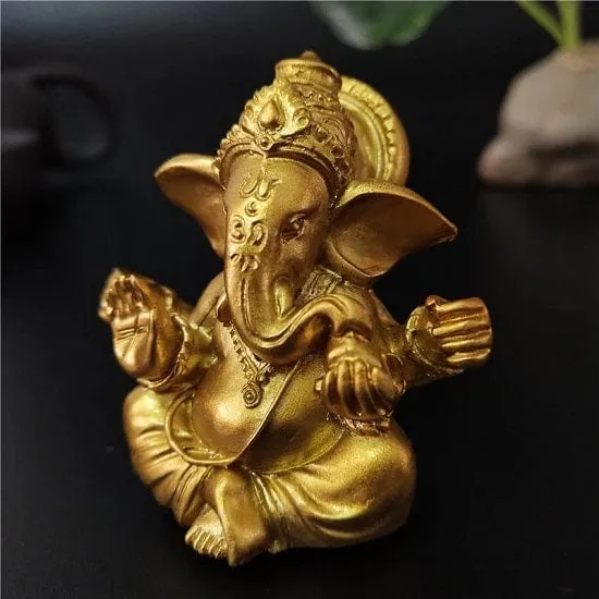 Gold Lord Ganesha Buddha Statue Elephant God Sculptures Ganesh Figurines For Good Luck,Wealth and Prosperity Style A